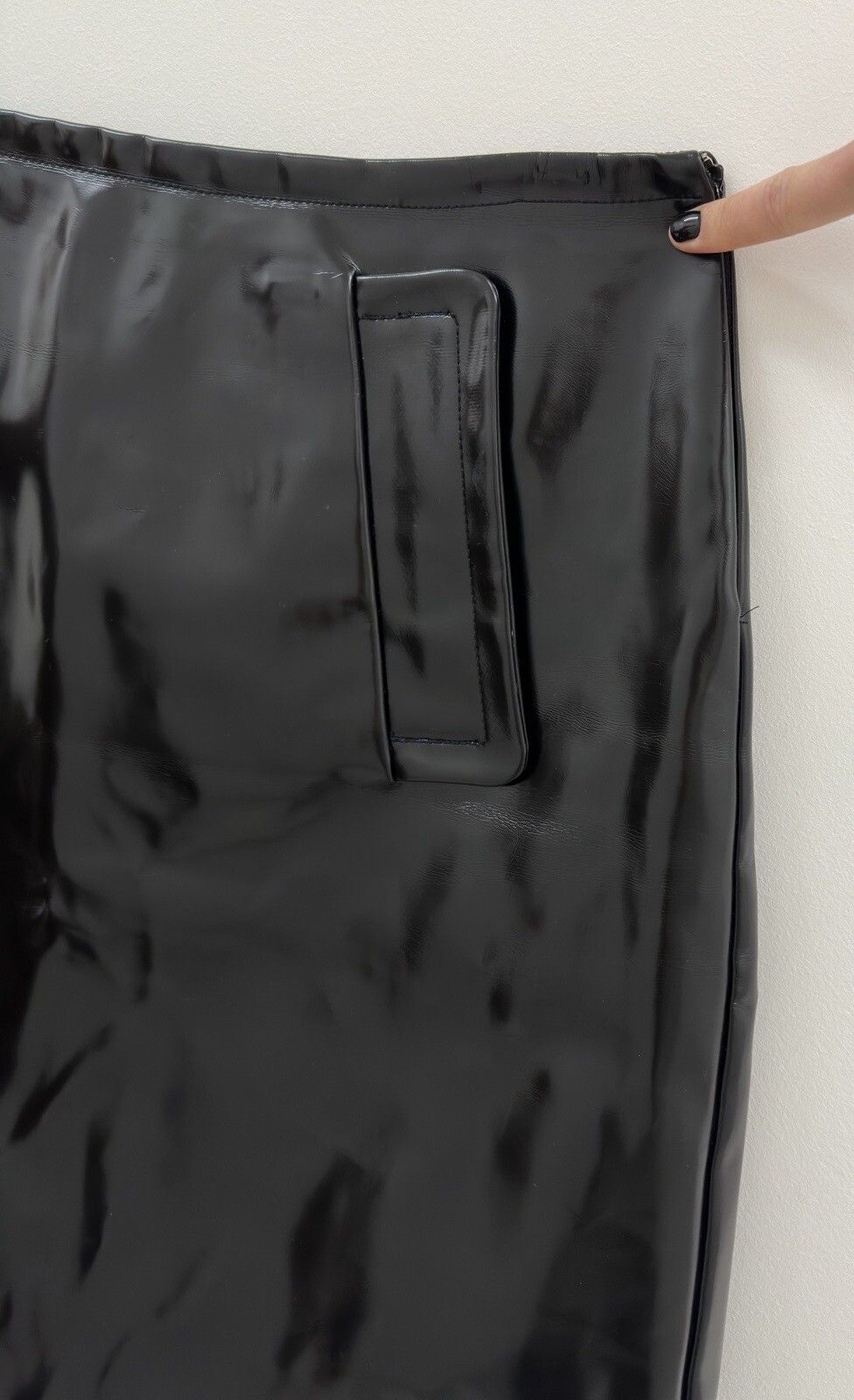 Prada Prada Vinyl Trapezoid A-Line Skirt Black Size 44 Size 30" / US 8 / IT 44 - 6 Thumbnail