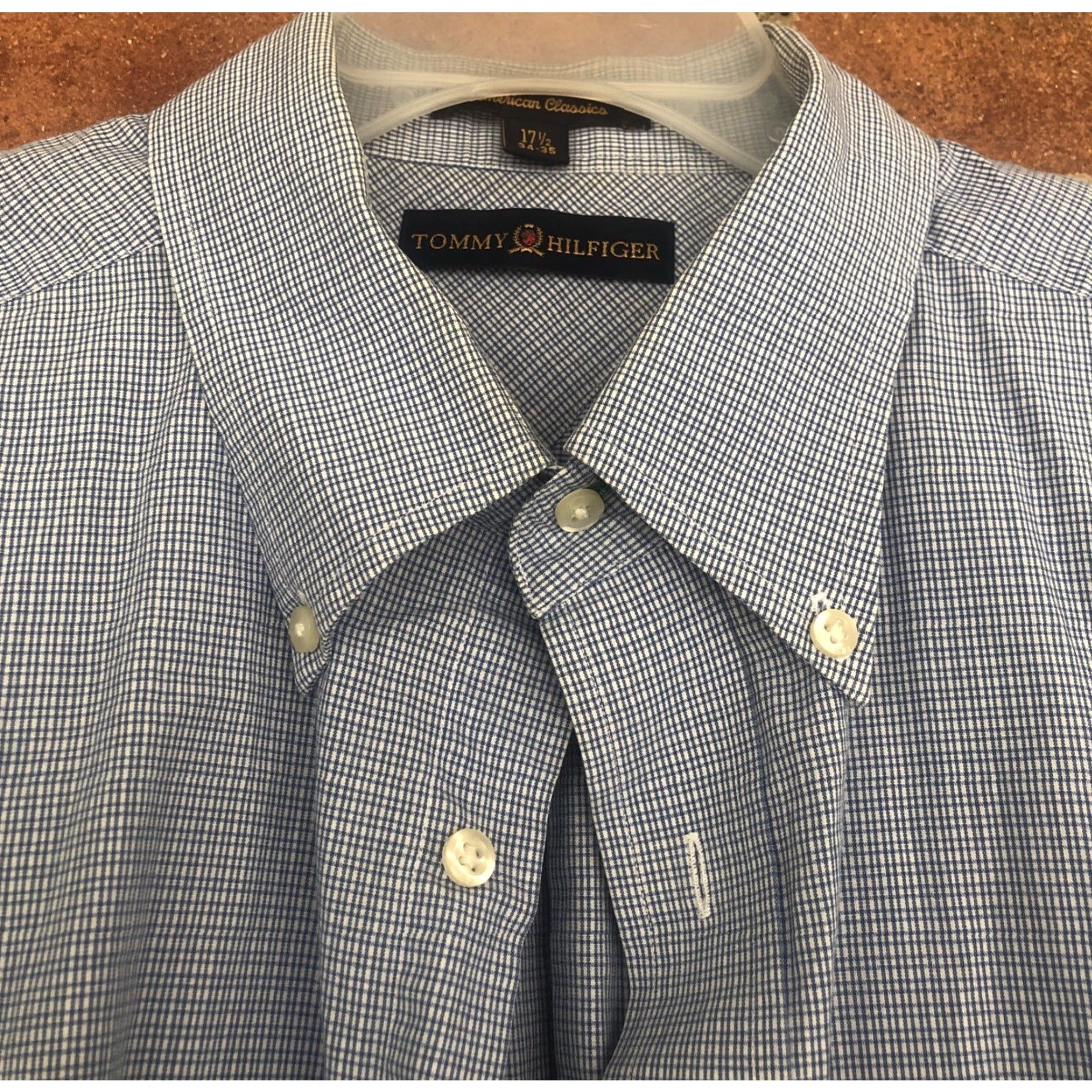 Tommy Hilfiger Tommy Hilfiger Dress Shirt Blue Plaid 100% Cotton XL Regular Long Sleeve Button Up Collar LS French Cuff Men Swing Tag 17.5 neck 35 chest Size US XL / EU 56 / 4 - 3 Thumbnail