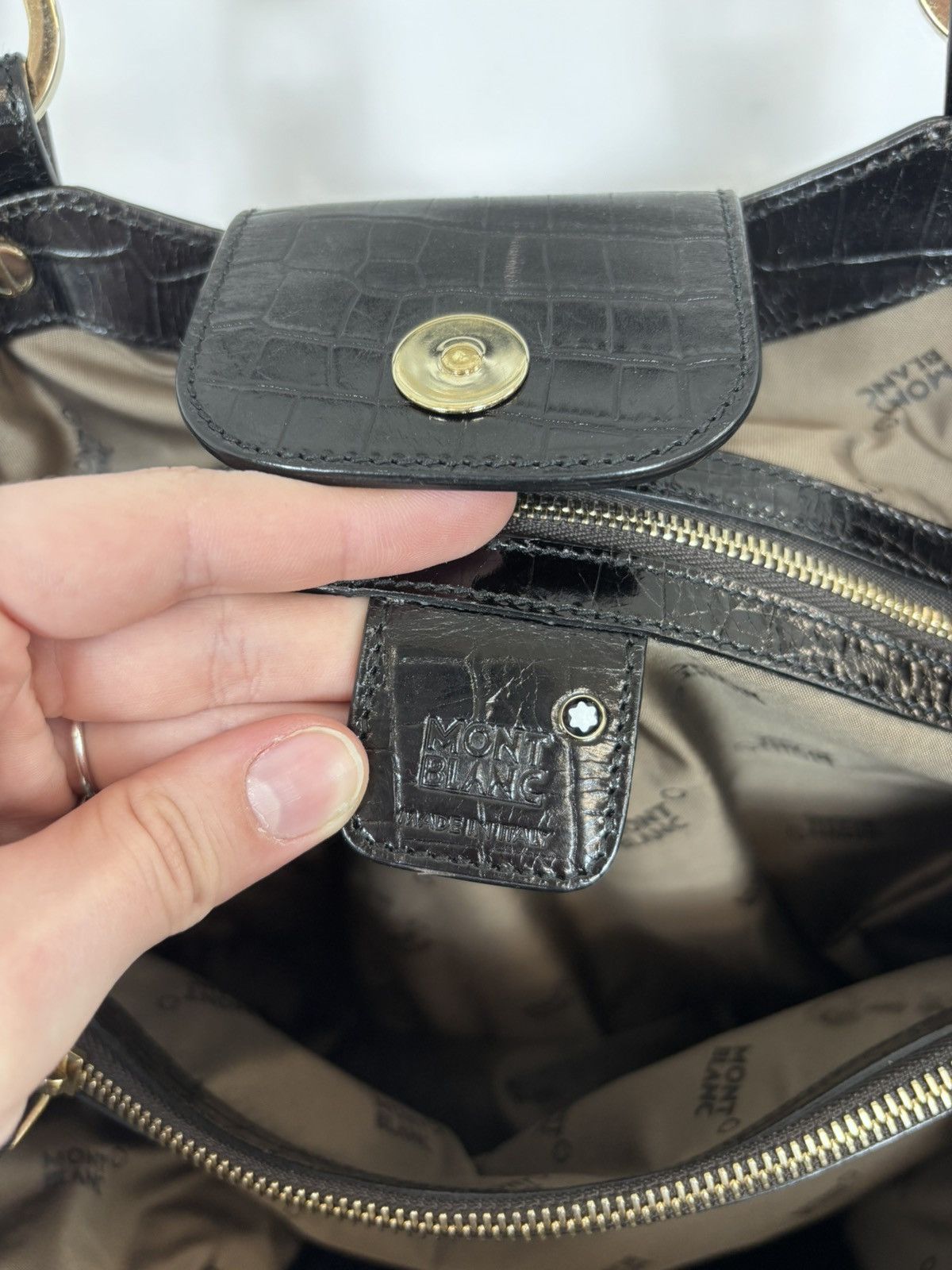 Montblanc Montblanc Starisma Black Canvas Leather Tote Handle Bag Size ONE SIZE - 12 Thumbnail