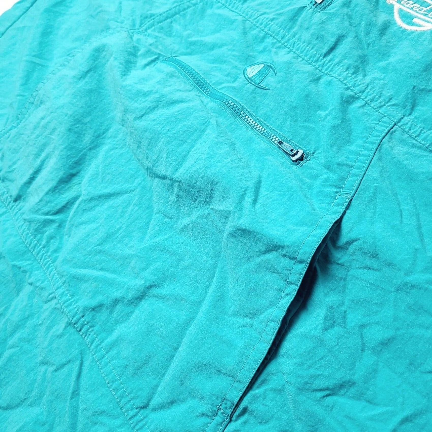 Champion VINTAGE Champion Jacket Women 1/4 Zip Pullover Hooded Windbreaker M Teal Windbreaker Jacket Woman Medium Size M / US 6-8 / IT 42-44 - 7 Thumbnail