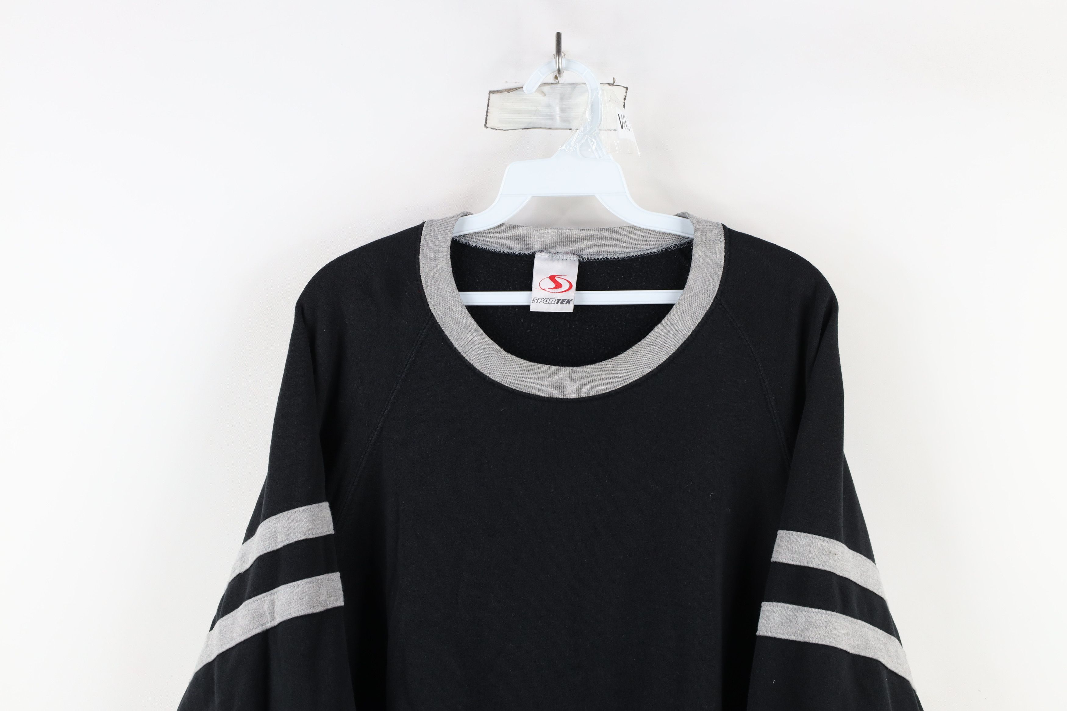 Vintage Vintage 90s Streetwear Striped Crewneck Sweatshirt Black Size US XL / EU 56 / 4 - 2 Thumbnail