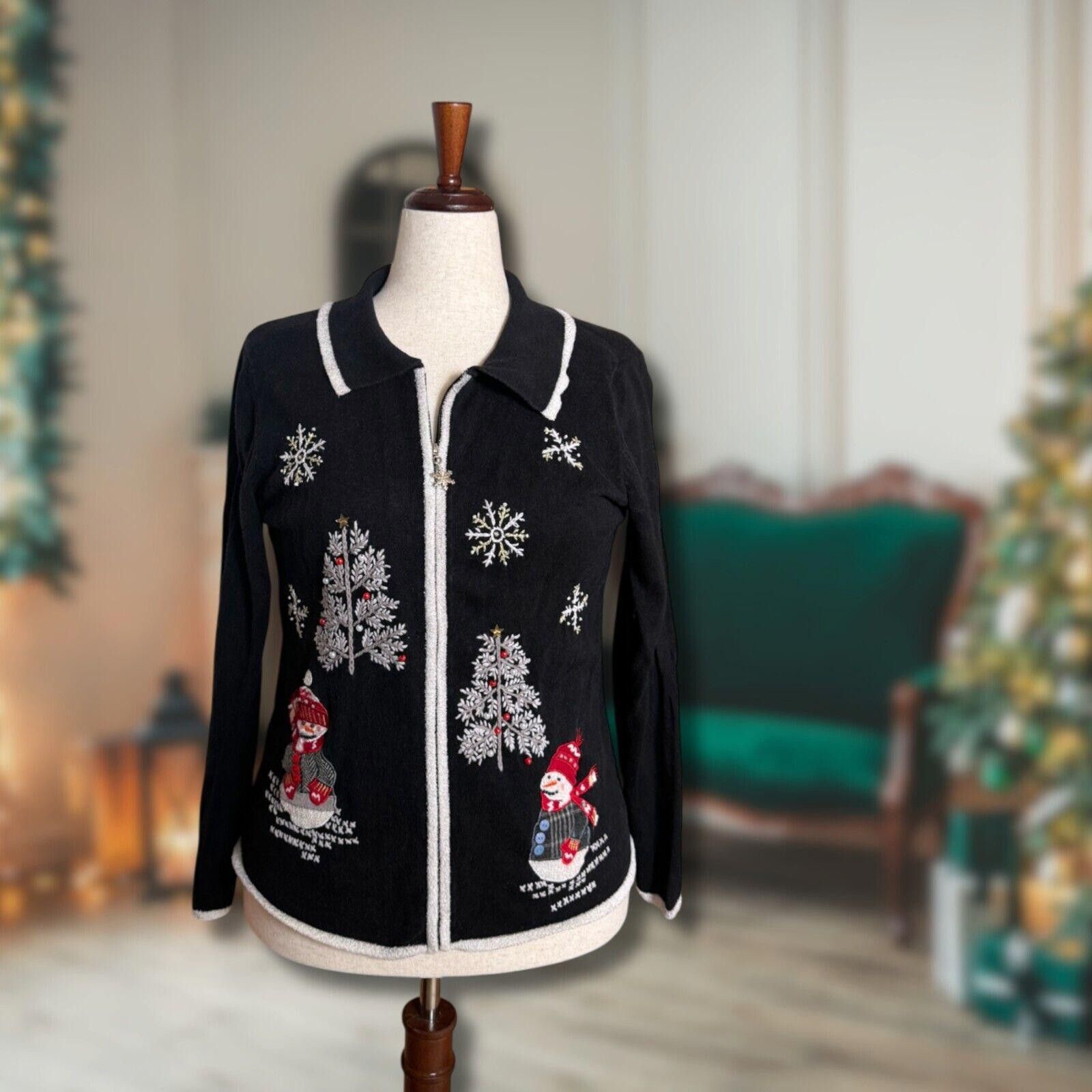 Other Y2K Era Full Zip Christmas Sweater Snowman Size L / US 10 / IT 46 - 2 Thumbnail
