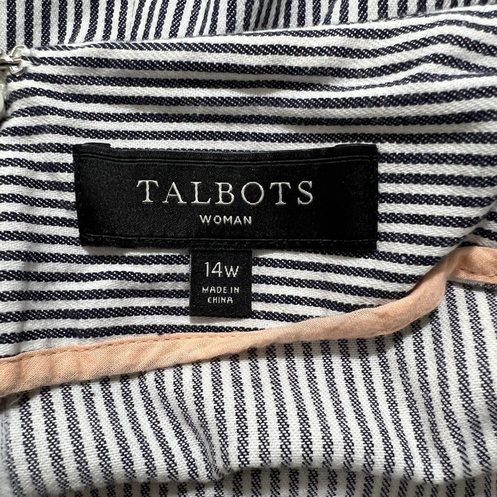 Other Talbots 14W Straight Pencil Skirt Career Navy Striped Slit Size 36" / US 14 / IT 50 - 4 Thumbnail