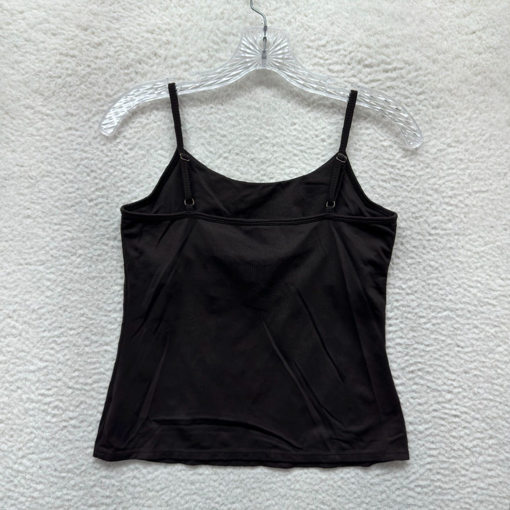 Vintage Y2K Vintage Camisole Tank Top Medium Brown Stretch Built-in-Bra Fairy Grunge Shirt M Brown Grunge Womens Size M / US 6-8 / IT 42-44 - 2 Thumbnail