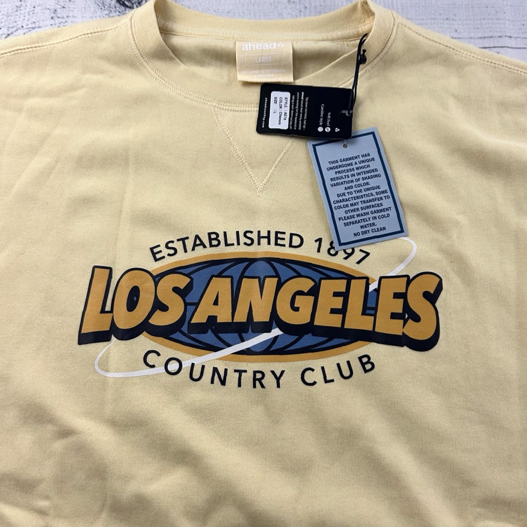 Vintage AHEAD Sweatshirt Los Angeles Country Club LACC Men Large Chamois Yellow Vintage Mens Pullover Shirt Size US L / EU 52-54 / 3 - 3 Thumbnail