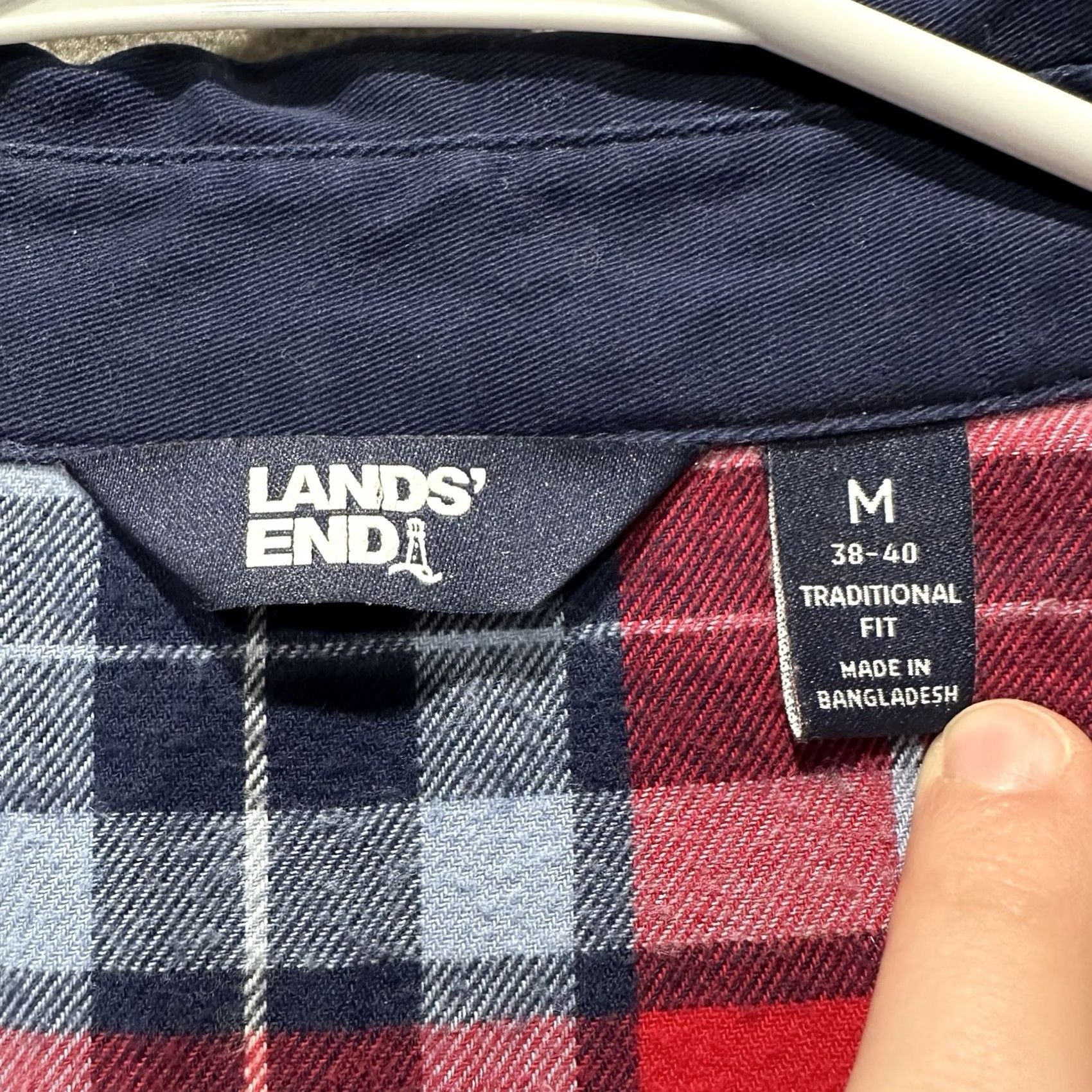 Lands' End Lands' End Shirt Mens Medium Blue Red Flannel Lined Work Jacket Shacket Button Up Size US M / EU 48-50 / 2 - 4 Thumbnail