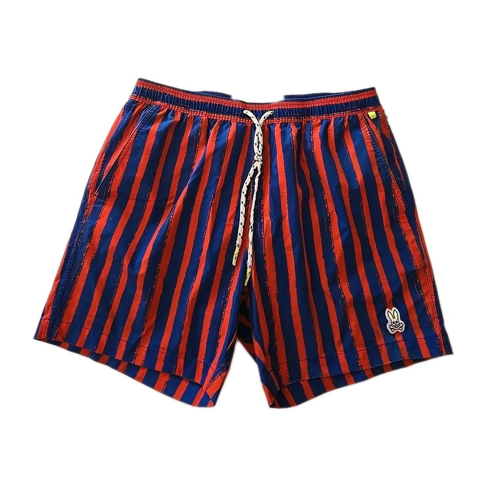 Psycho Bunny Psycho Bunny Torver Swim Trunks Mens M Striped Lined Logo Size US 32 / EU 48 - 1 Thumbnail