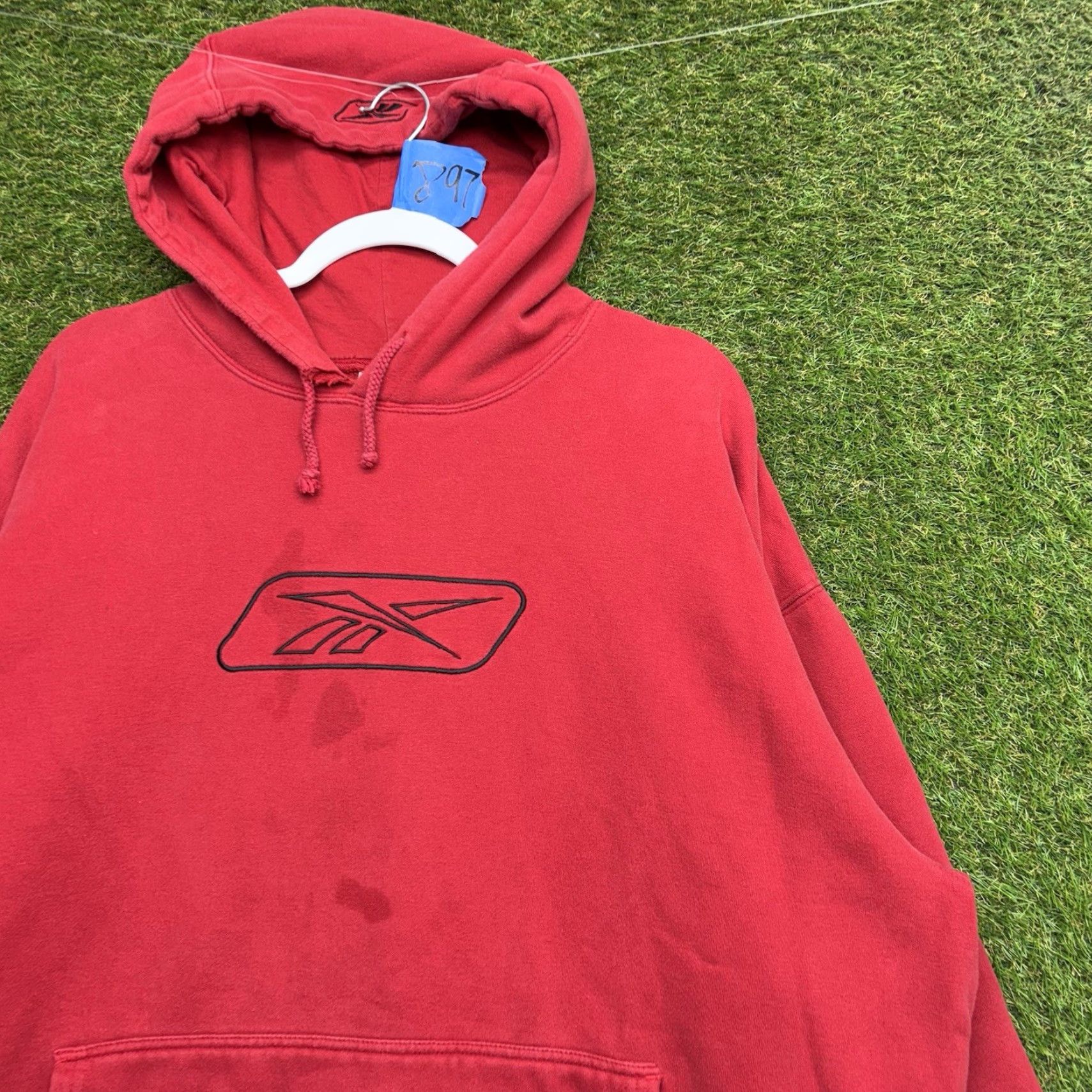 Reebok VINTAGE Reebok Hoodie Mens L Red Embroidered Logo Sweatshirt Pullover Hooded Winter, Spring, Fall - CrossFit Fit: Regular Mens Size US L / EU 52-54 / 3 - 2 Thumbnail