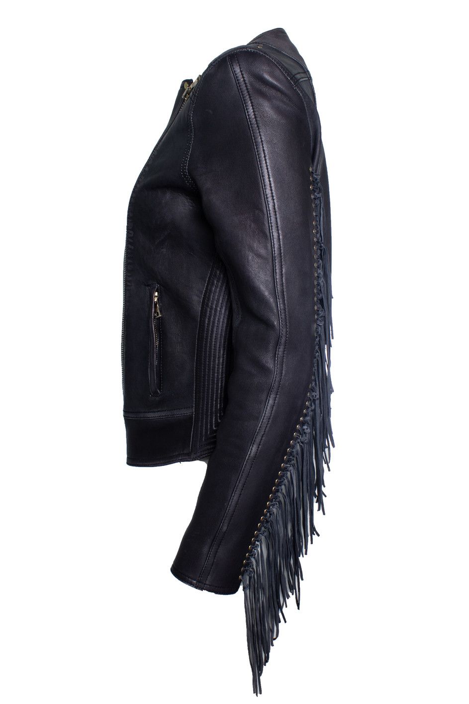 Balmain Balmain, leather laced biker jacket with fringes Size S / US 4 / IT 40 - 3 Thumbnail