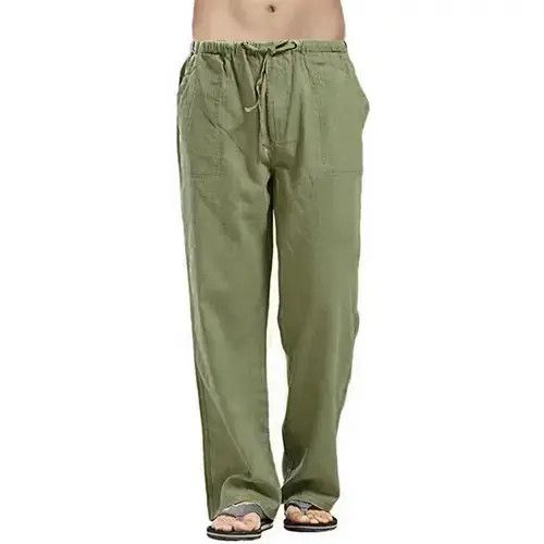 Other Men Solid Color Linen Multi-pocket Straight Casual Pants Size US 31 - 1 Thumbnail
