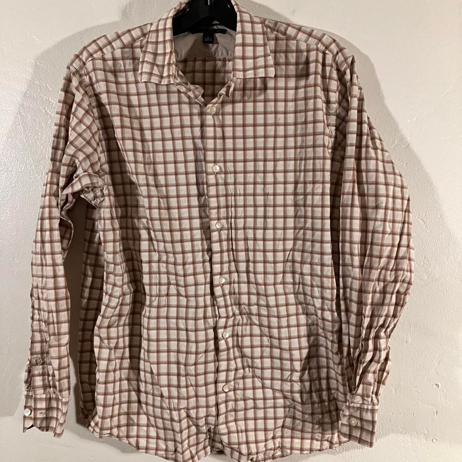 Banana Republic Banana Republic Tan Plaid Button Up Cotton Long Sleeve Shirt Size US L / EU 52-54 / 3 - 1 Thumbnail