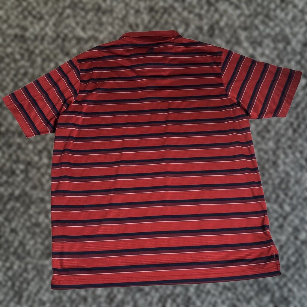 Adidas Adidas Polo Shirt XL Men Striped ClimaCool Red Navy Blue Short Sleeve Golf I34 Size US XL / EU 56 / 4 - 1 Thumbnail