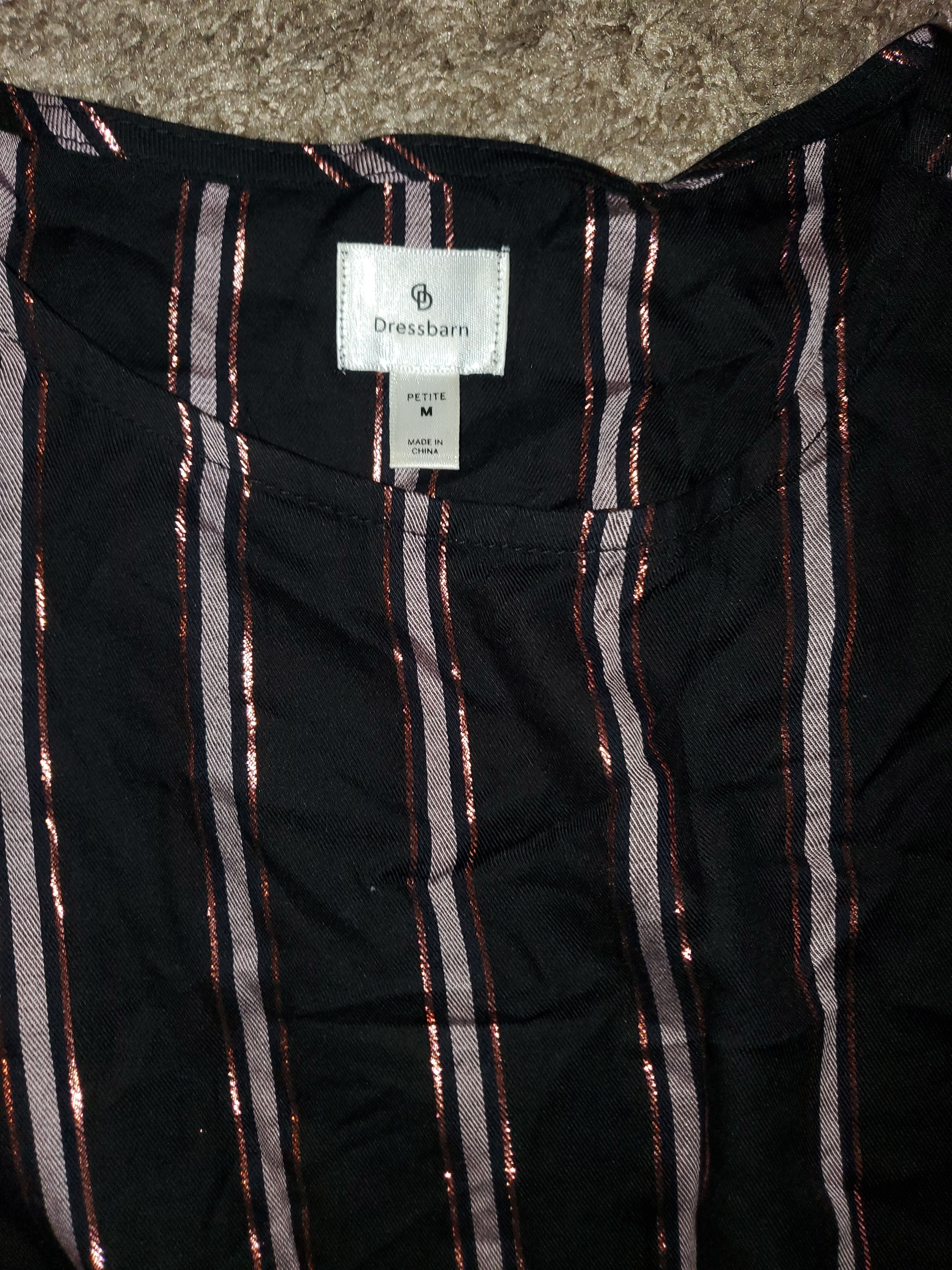 Other Dressbarn black + pink shimmer striped blouse-size Petite M Size M / US 6-8 / IT 42-44 - 2 Thumbnail
