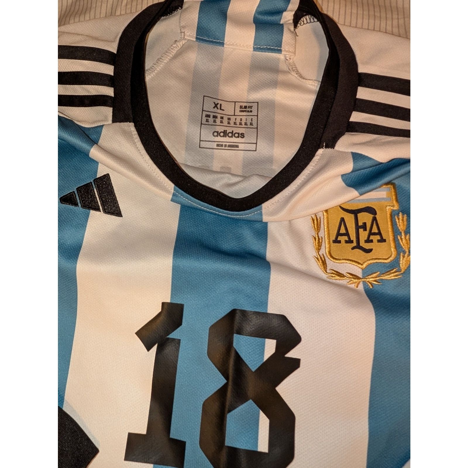 Adidas Adidas Argentina Soccer AFA Jersey XL Slim #18 Trippymane Size US XL / EU 56 / 4 - 4 Thumbnail
