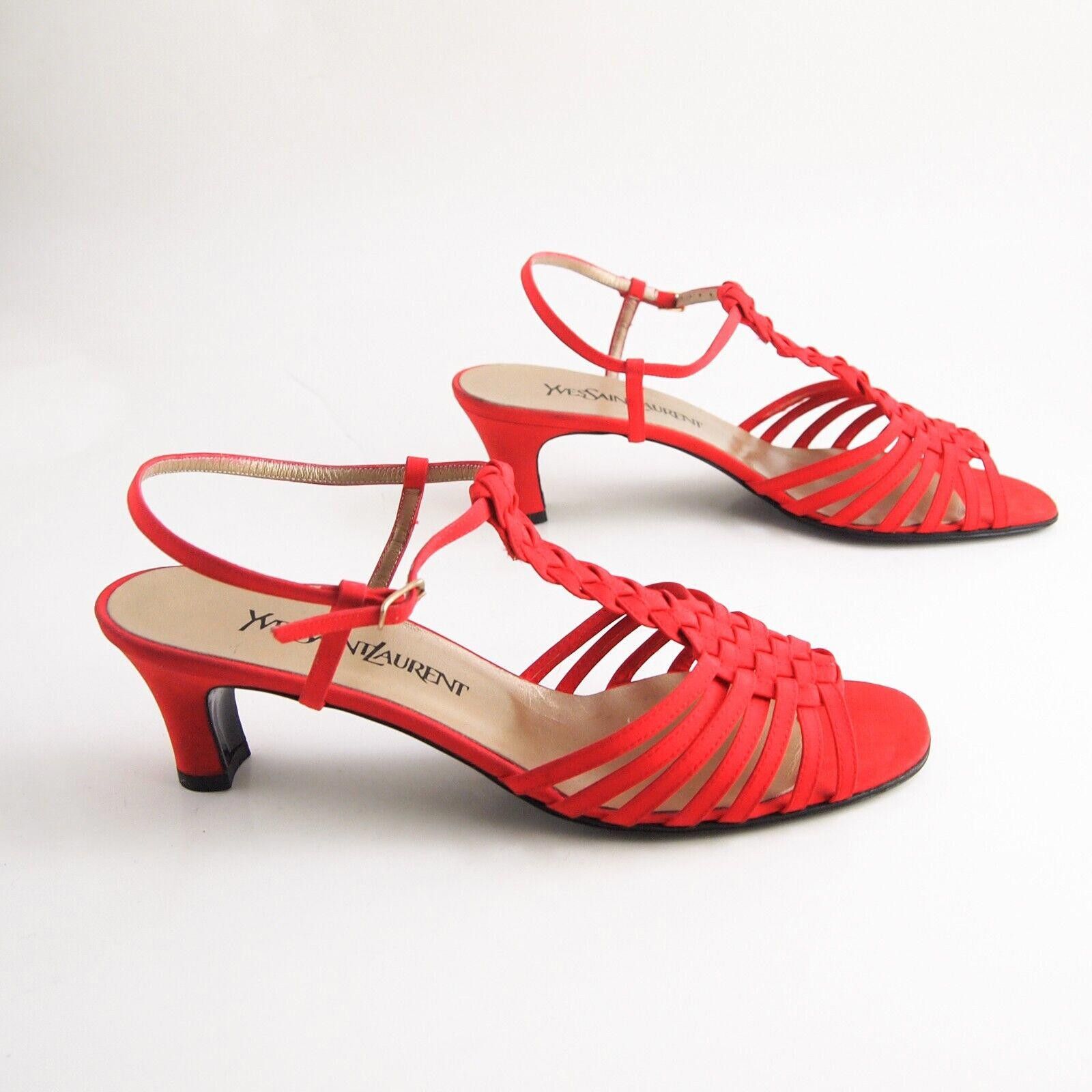 Yves Saint Laurent YSL Saint Laurent Sandals Braided Red Satin US 11 EU 41 Size US 11 / IT 41 - 5 Thumbnail