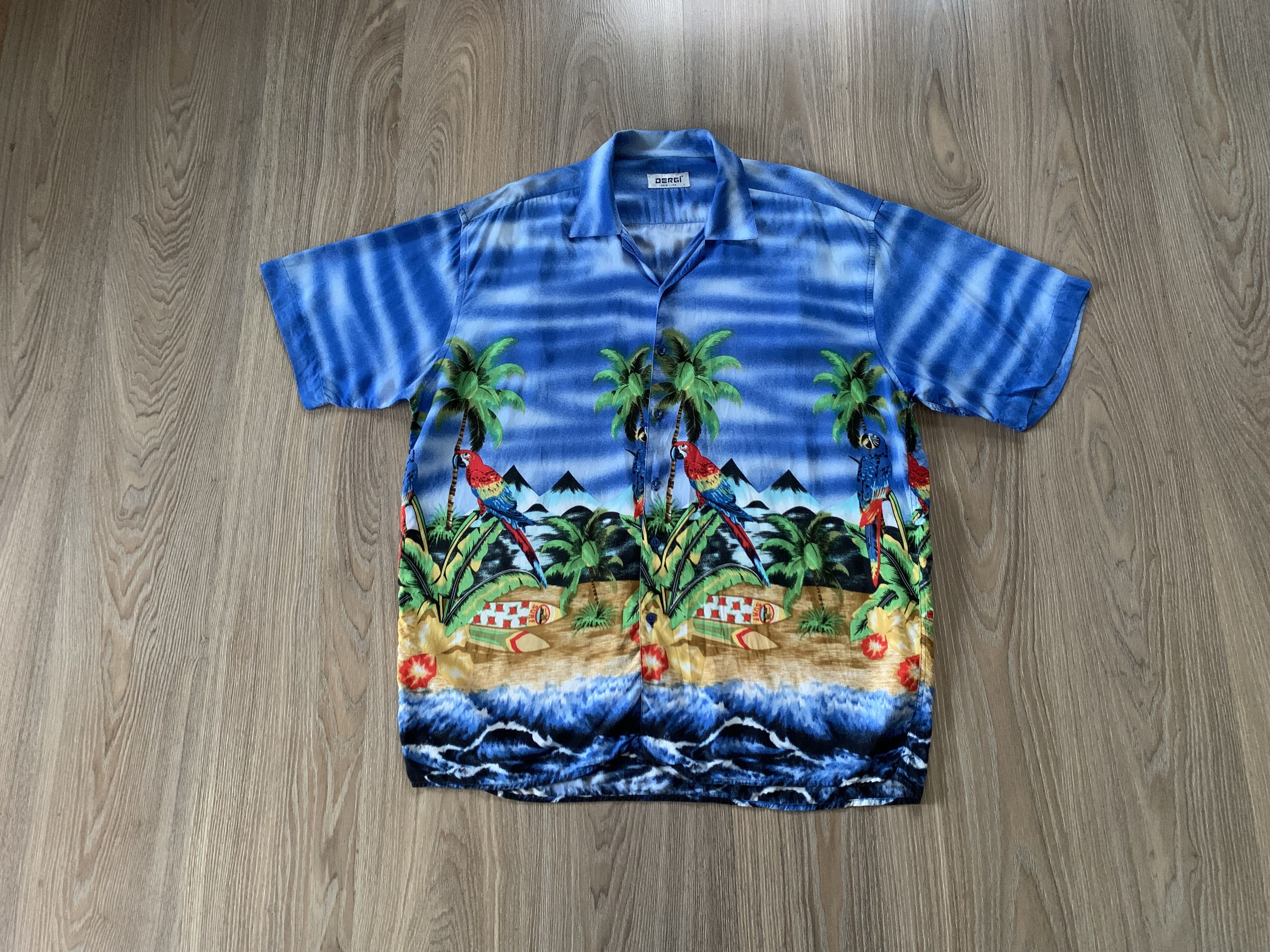 Vintage Dergi Printed Hawaiian Shirt Size US L / EU 52-54 / 3 - 1 Thumbnail