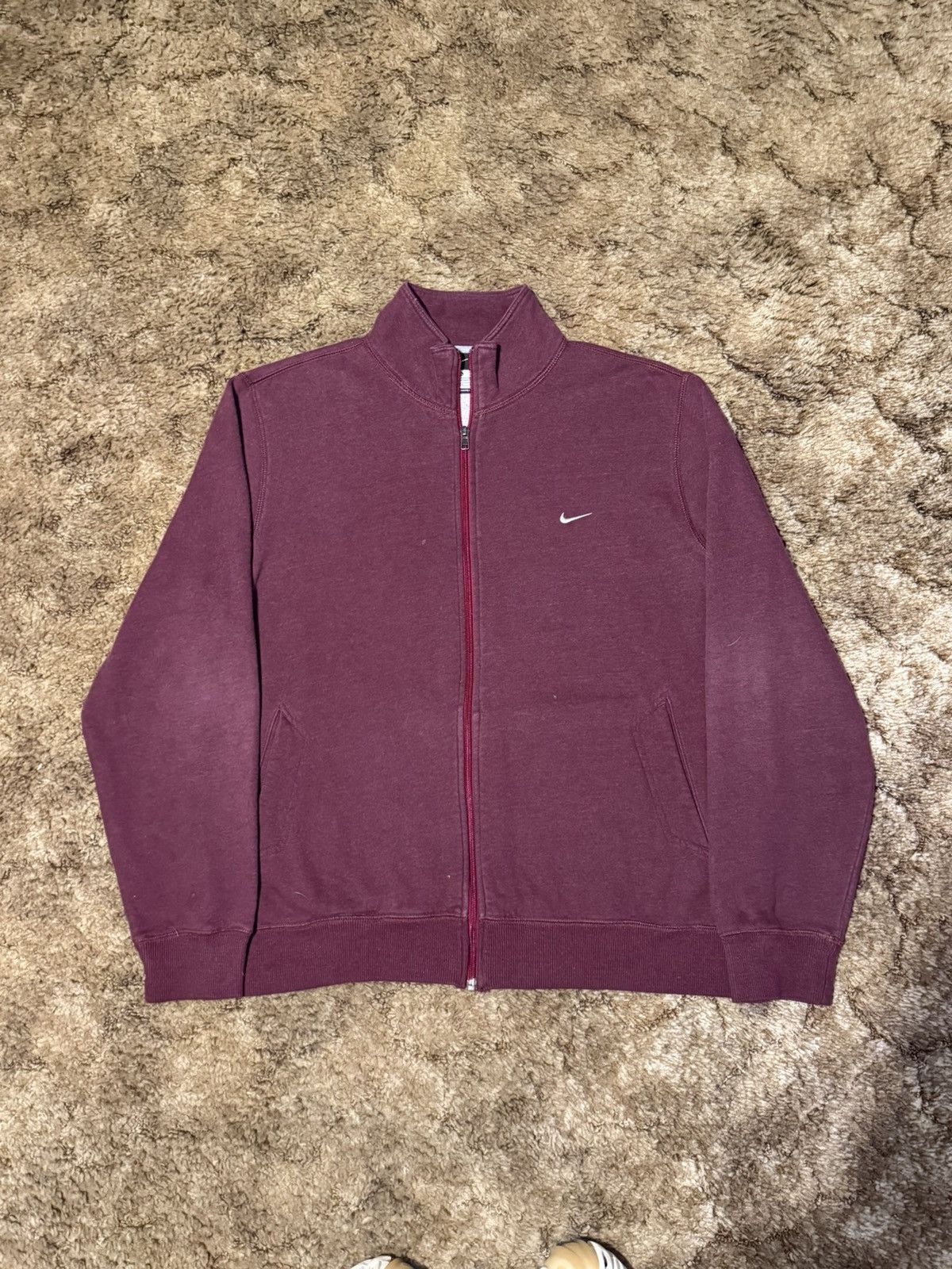 Nike Nike Small Logo Full Zip Up Sweatshirt Burgundy Red XLarge Size US XL / EU 56 / 4 - 1 Thumbnail