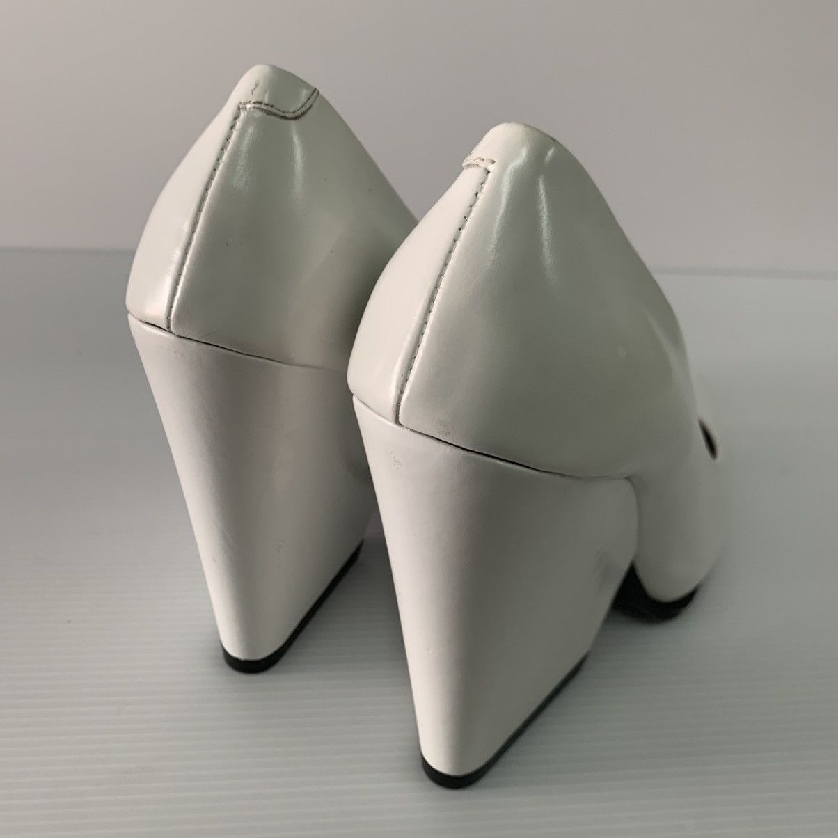 Celine Celine Leather White Wedges Shoes Size US 7 / IT 37 - 5 Thumbnail