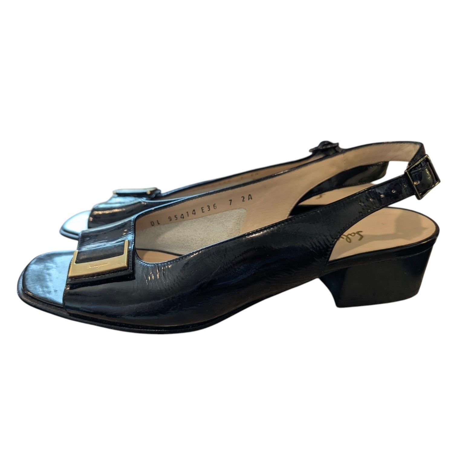 Salvatore Ferragamo 7AA Salvatore Ferragamo Boutique Black Leather Slingback Size US 7 / IT 37 - 6 Thumbnail