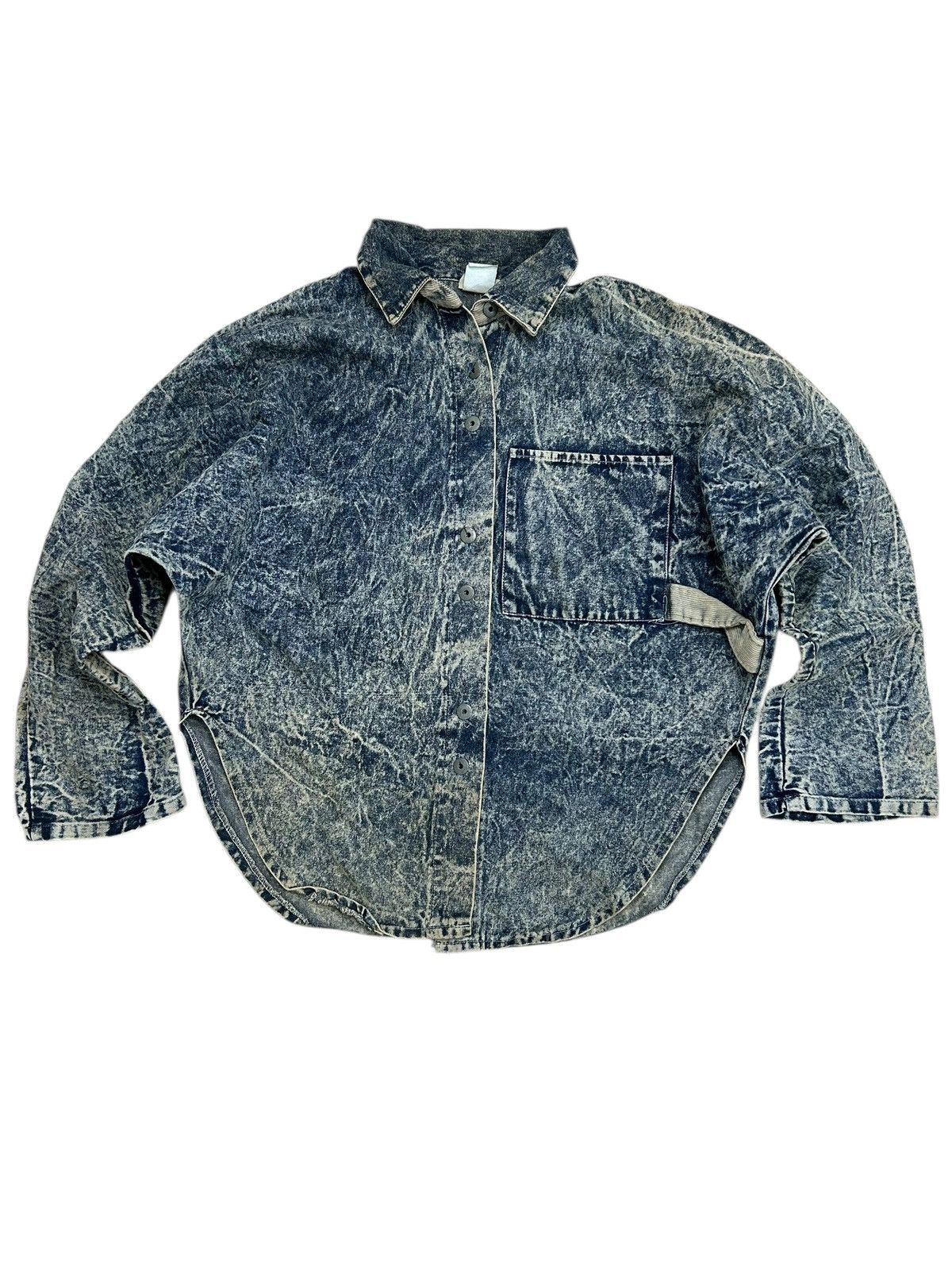 Le Grande Bleu (L.G.B.) Vintage Hot Things 90s Acid Wash Clawn Marks Corduroy Collar Size US L / EU 52-54 / 3 - 2 Thumbnail