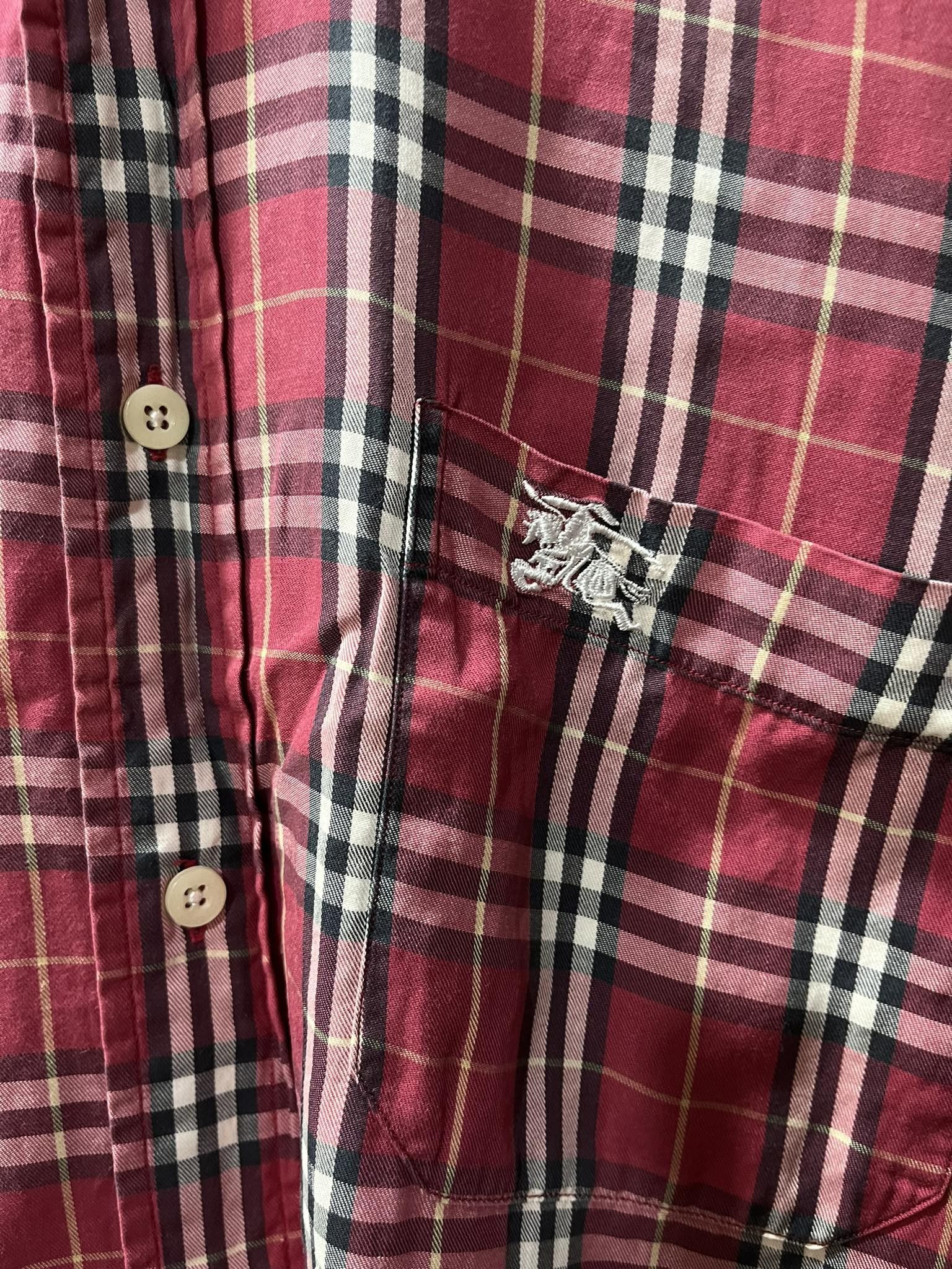 Burberry × Vintage Burberry Nova Check Magenta Shirt 90s Size US S / EU 44-46 / 1 - 3 Thumbnail