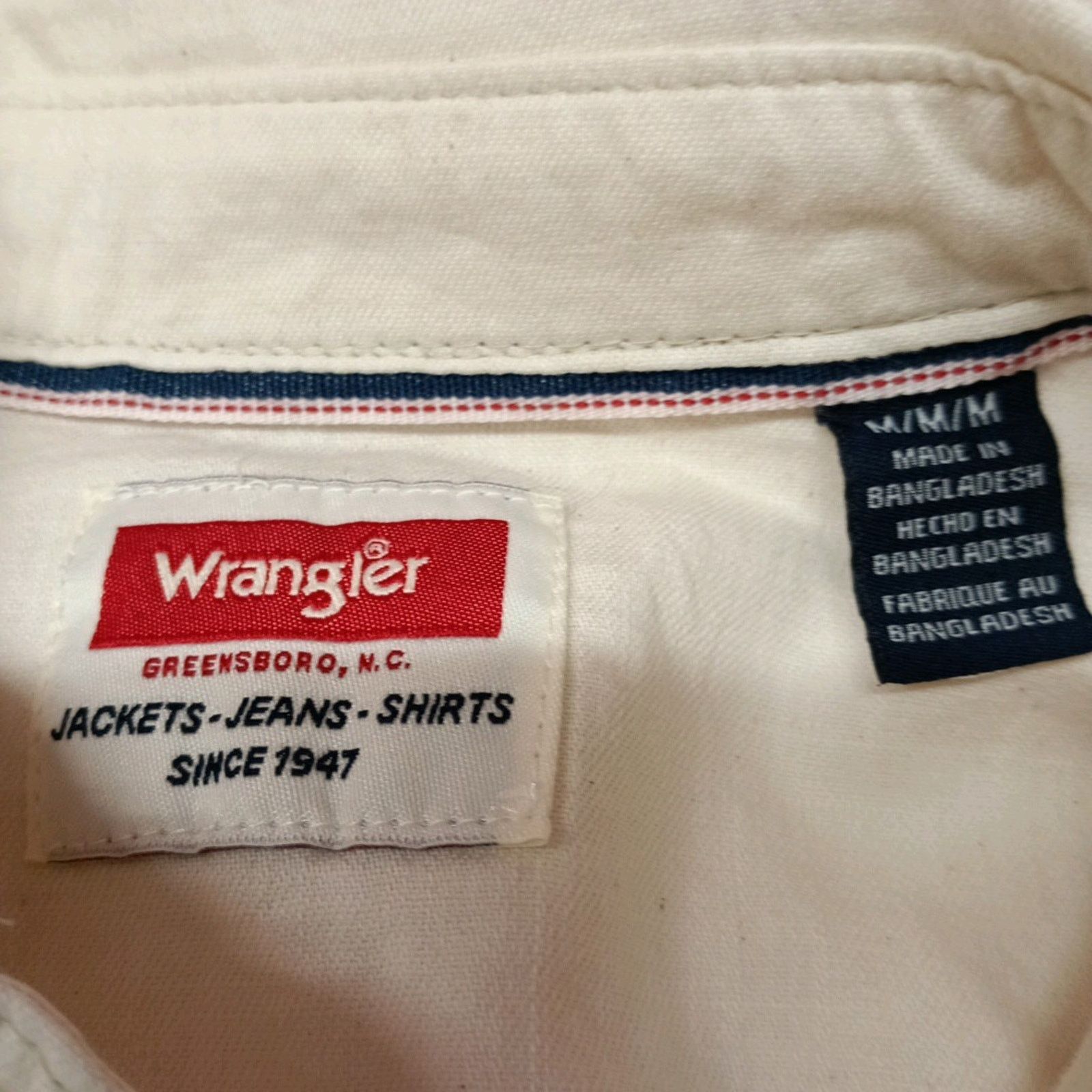 Wrangler Wrangler Snap Woven Shirt Mens M Cowboy Wash Beige Button Up Size US M / EU 48-50 / 2 - 4 Thumbnail