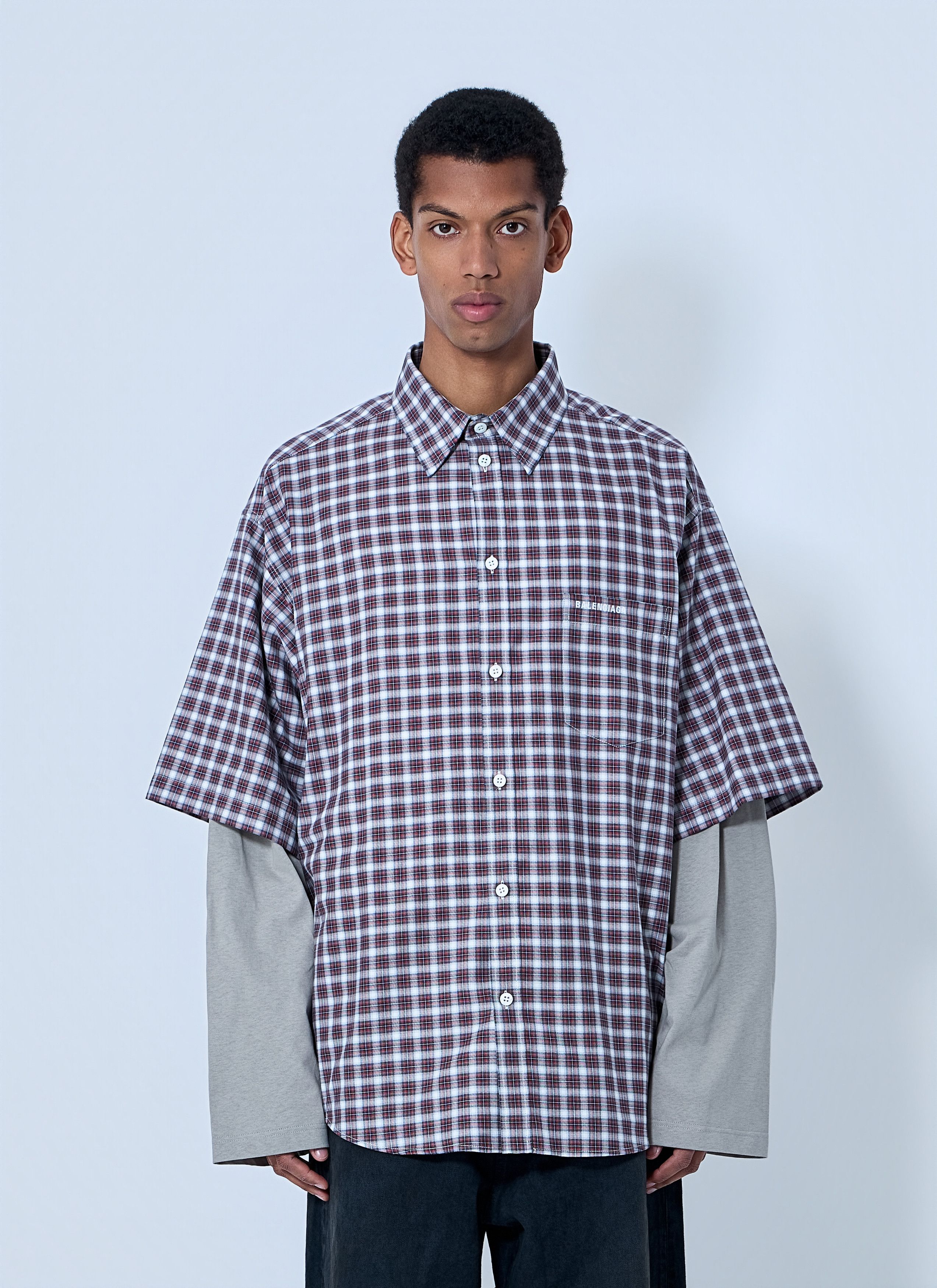 Balenciaga Layered Check Shirt Size US M / EU 48-50 / 2 - 1 Thumbnail