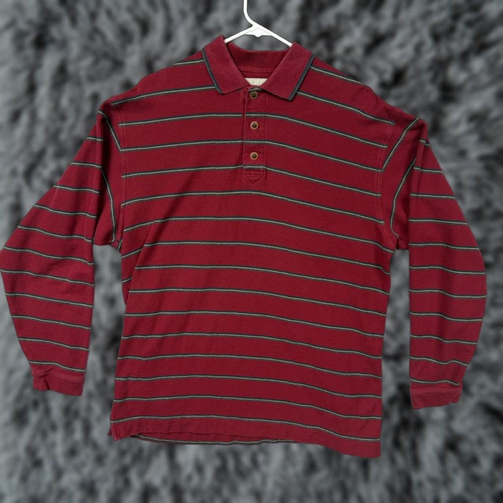Cutter & Buck Cutter & Buck Polo Shirt Mens M Red Striped Long Sleeve Coastal Grandpacore Y2K Size US M / EU 48-50 / 2 - 1 Thumbnail