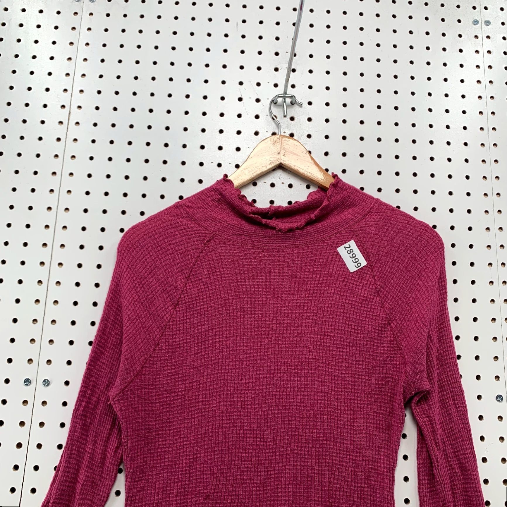 Free People Free People Waffle Knit Thermal Top Womens M Pink Long Sleeve Mock Neck Shirt Size M / US 6-8 / IT 42-44 - 7 Thumbnail
