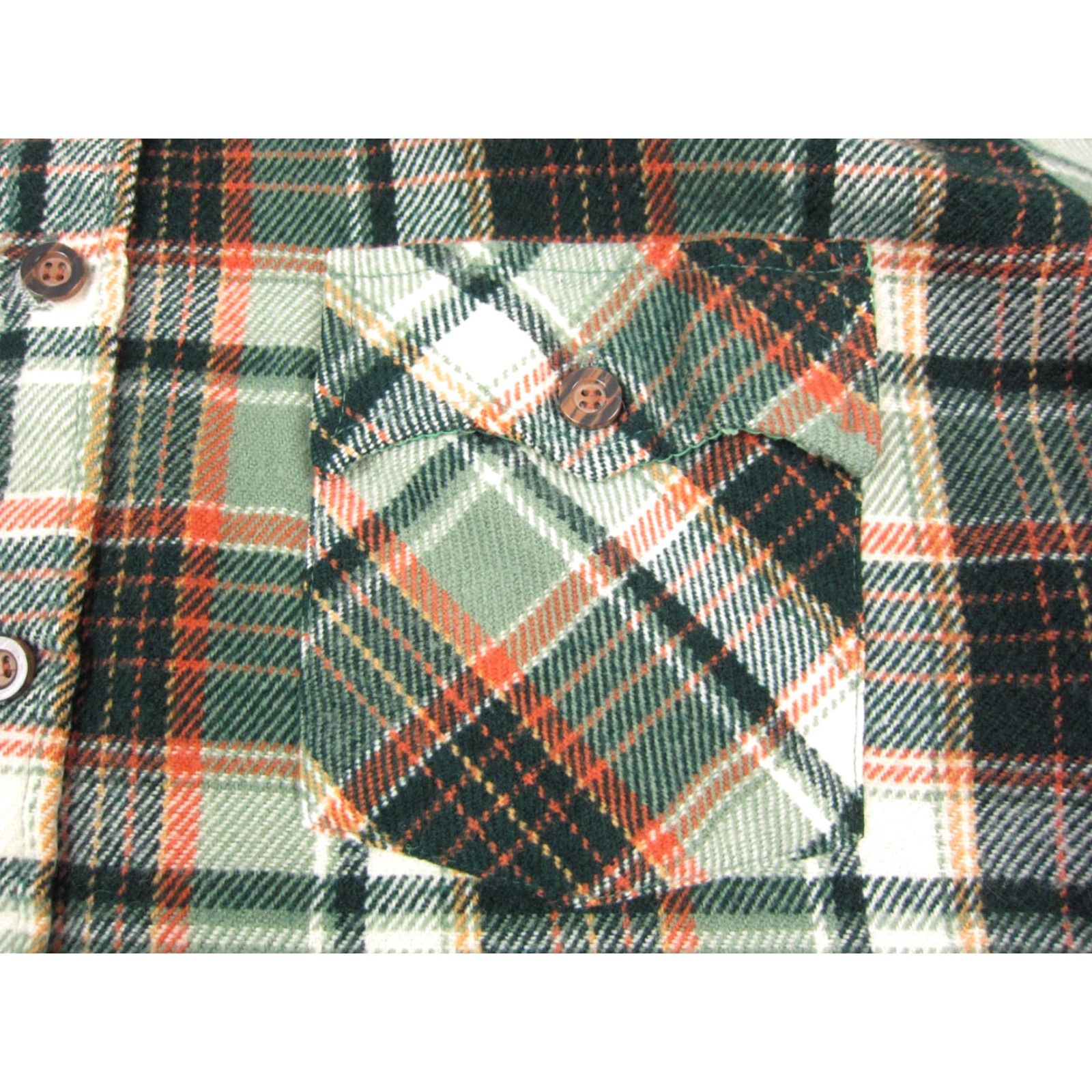 JCPenney VINTAGE JC Penney Shirt Mens Adult Medium Green Orange Flannel Button-Up 60s 70s 80s USA Size US M / EU 48-50 / 2 - 6 Thumbnail