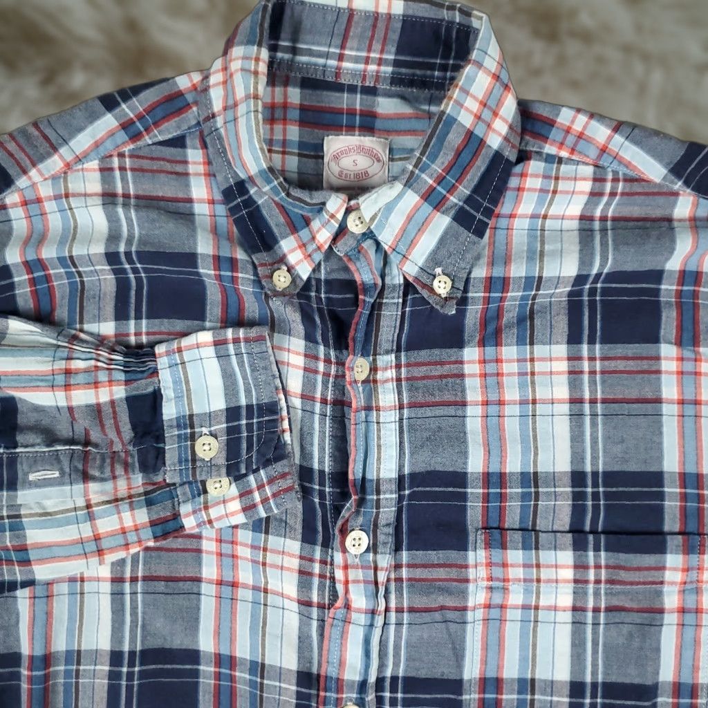 Brooks Brothers Brooks Brothers Shirt Mens Small Blue Plaid Button Up Long Sleeve Size US S / EU 44-46 / 1 - 1 Thumbnail