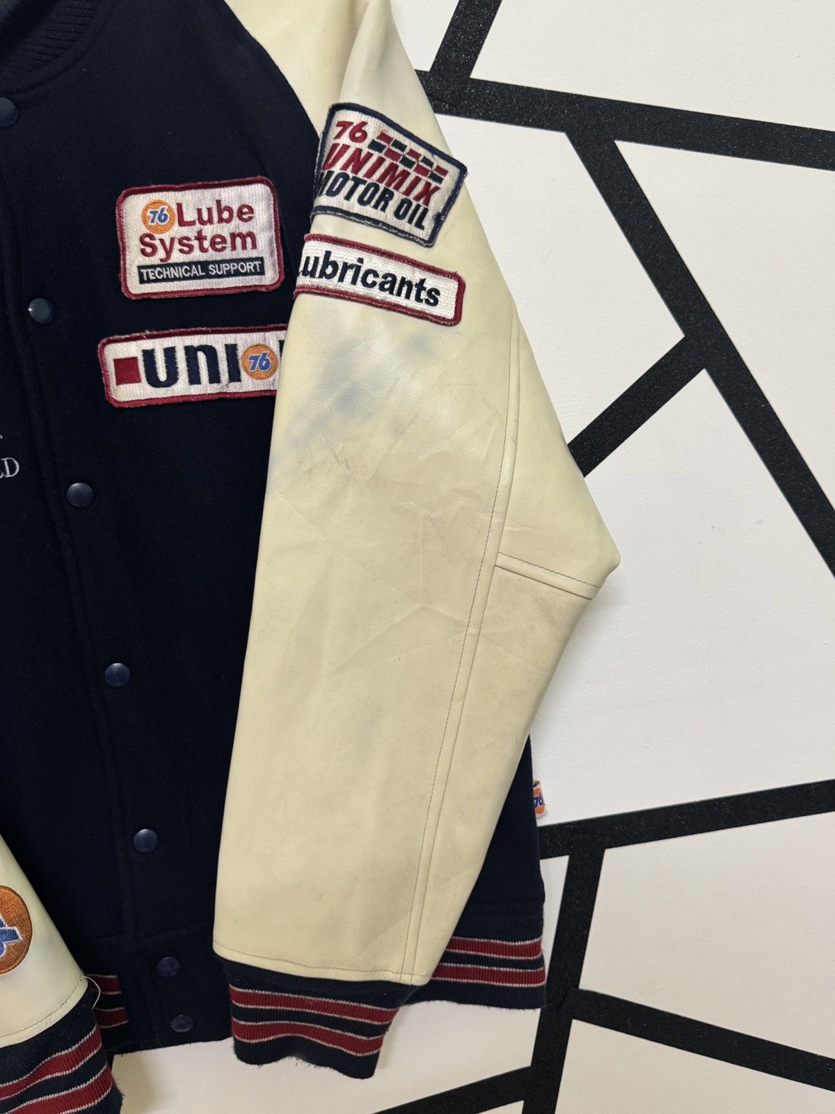 Japanese Brand Vintage 76 Lubricant Sistem Varsity Patches Leather Jackets Size US M / EU 48-50 / 2 - 12 Thumbnail