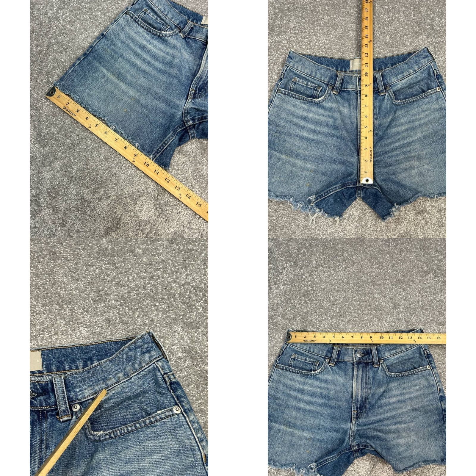 Everlane Everlane Denim Shorts Womens 27 Blue Cut Off Cotton High Rise Frayed Hem Size 27" / US 4 / IT 40 - 8 Thumbnail