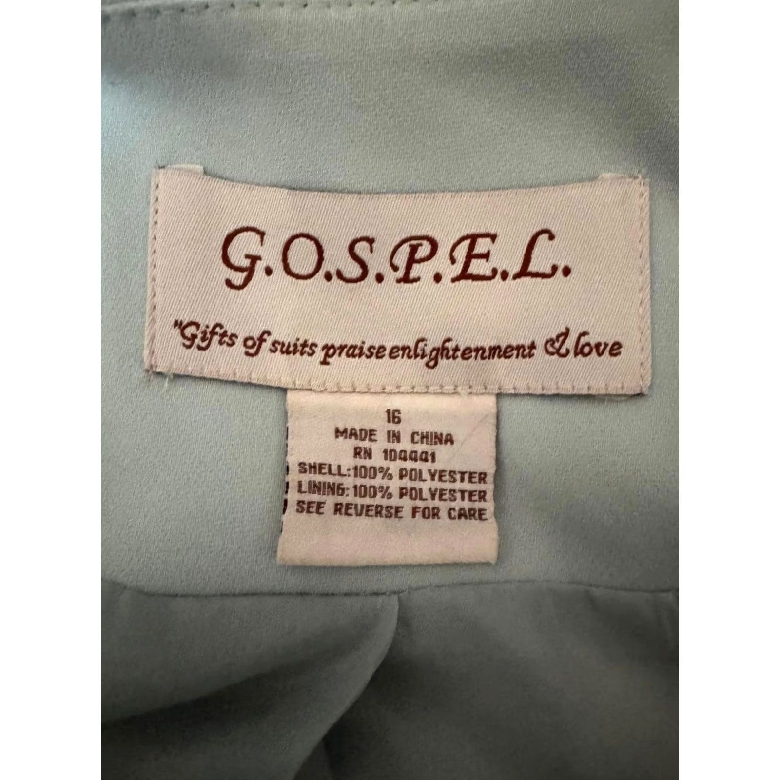 Vintage VINTAGE G.O.S.P.E.L. Blazer Skirt Women's Light Blue Polyester 16 Regular Lace Cuffs Heart Rhinestone Button Long Sleeve Mid-Length Mens Womens Girls Size 38" / US 16 / IT 52 - 3 Thumbnail