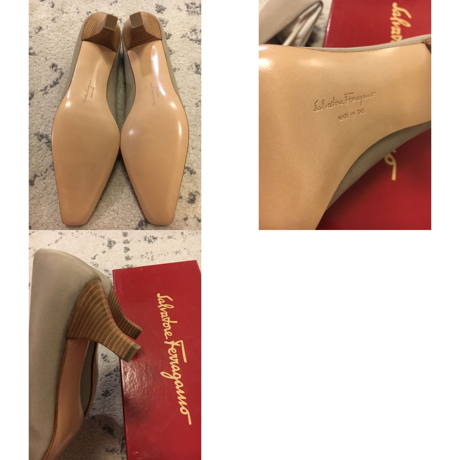 Salvatore Ferragamo Pump Women AA Narrow 9 Brown Taupe Freeway 5cm Corda Fabric NIB Shoes 9AA Narrow Mens?