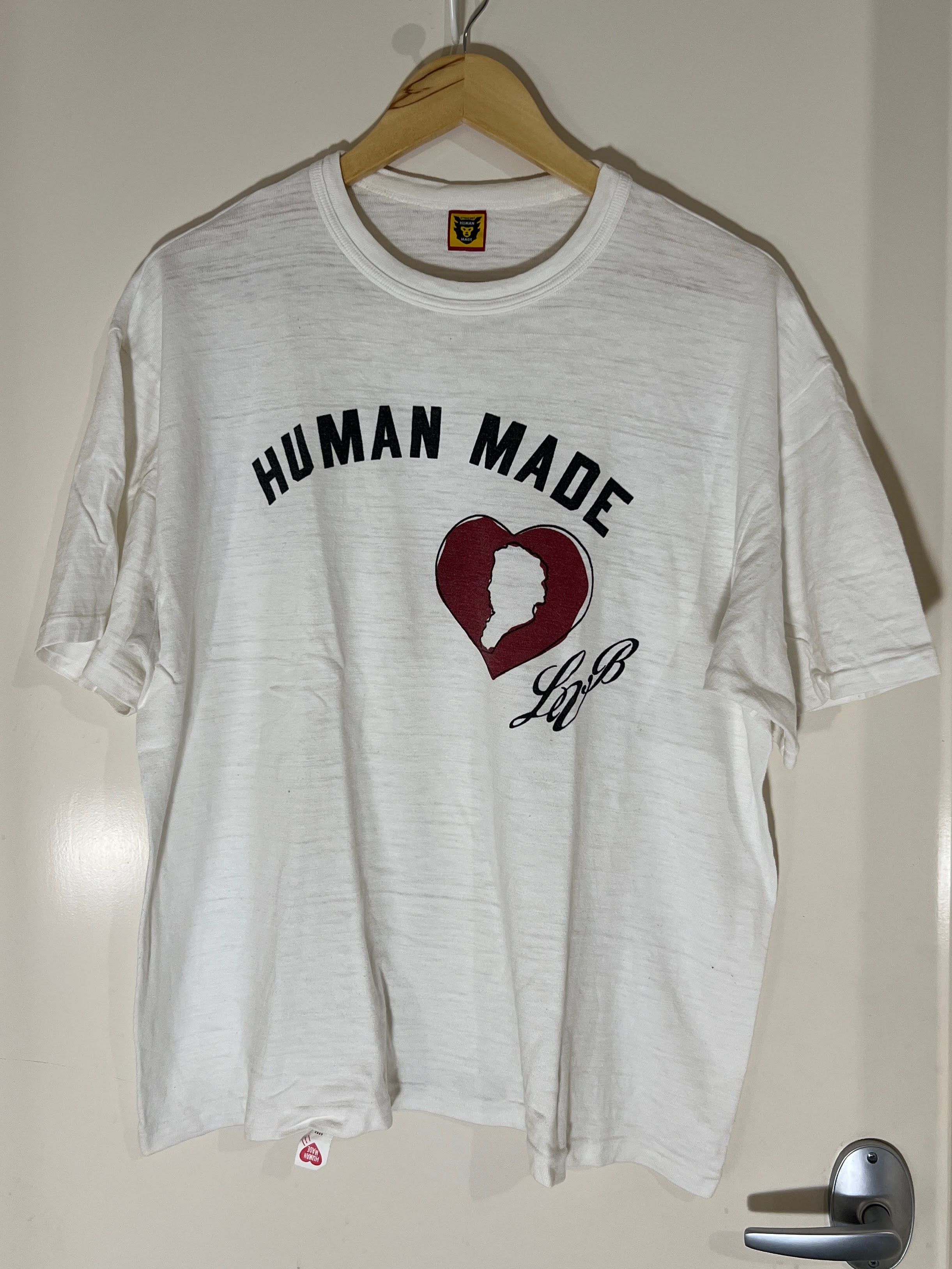 image of Human Made Heart College Logo Love T-Shirt Tee Pharrell Nigo Verdy in White, Men's (Size XL)