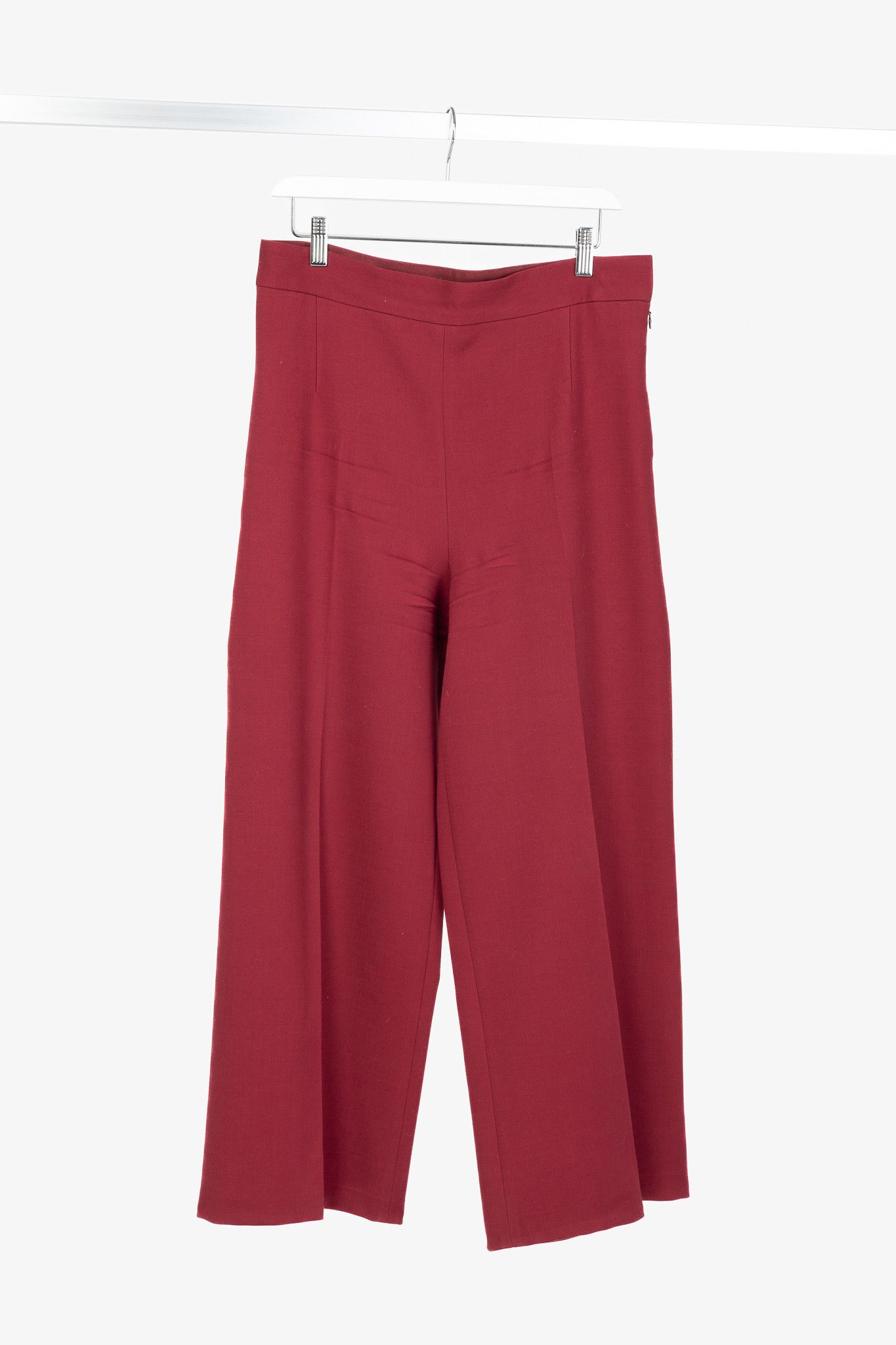 The Row The Row Red Wool Crepe-Knit Wide-Leg Trousers Size 32" / US 10 / IT 46 - 1 Thumbnail