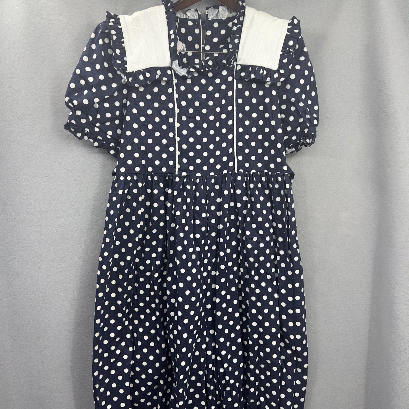 Vintage VINTAGE Suzy Peacock Boutique Romper Womens Small Polka Dot Blue Snap Legs READ Size 28" / US 6 / IT 42 - 2 Thumbnail