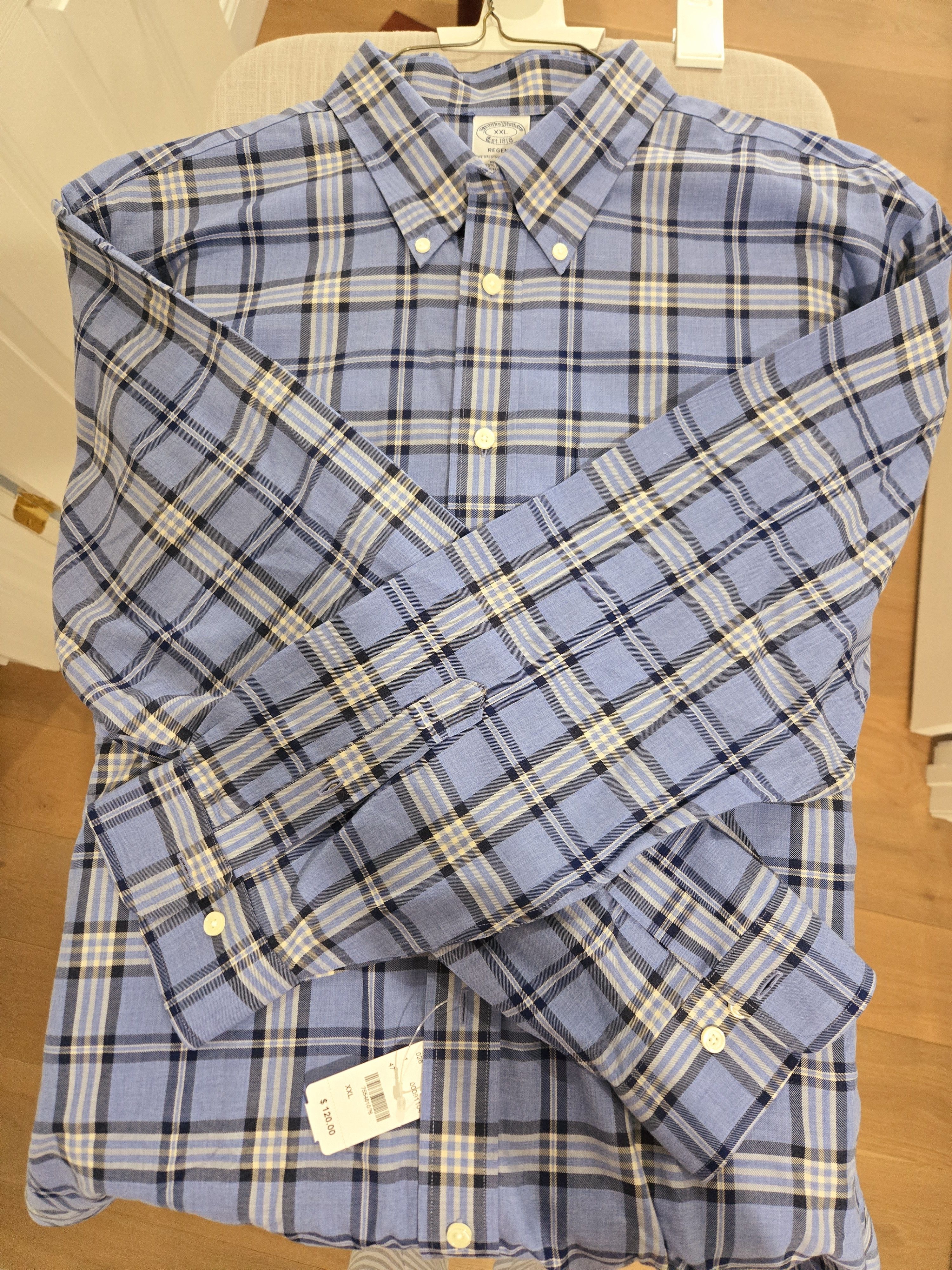 Brooks Brothers Brooks Brothers Blue Plaid Regents Shirt - NEW Size US XXL / EU 58 / 5 - 7 Thumbnail