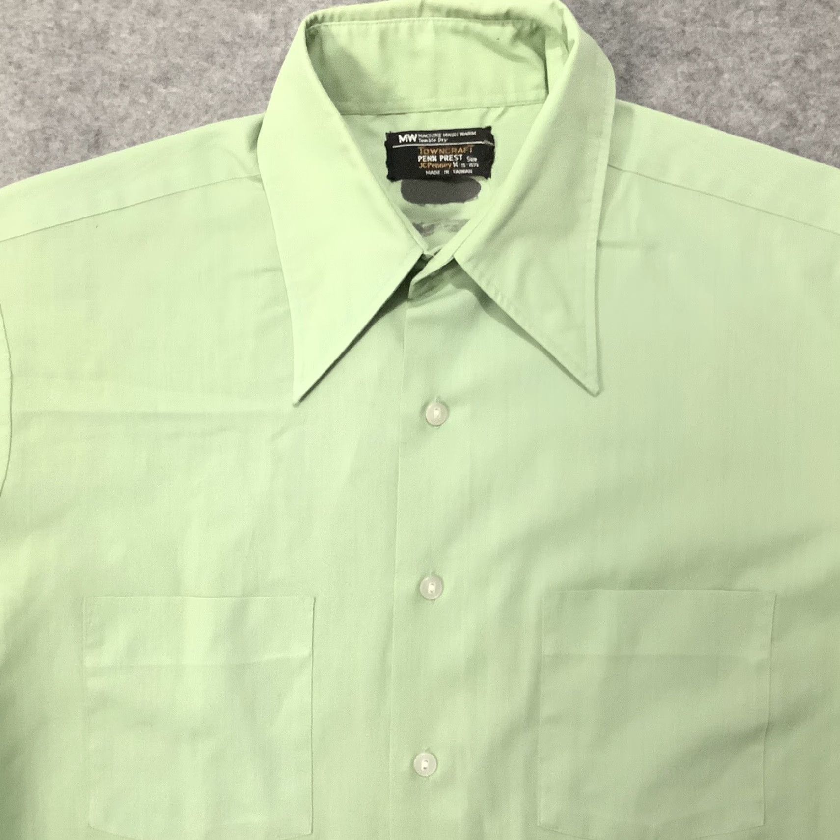 JCPenney Men's TownCraft Jcpenny Penn Prest M Vintage Green Short Sleeve Button Up Shirt Size US M / EU 48-50 / 2 - 3 Thumbnail