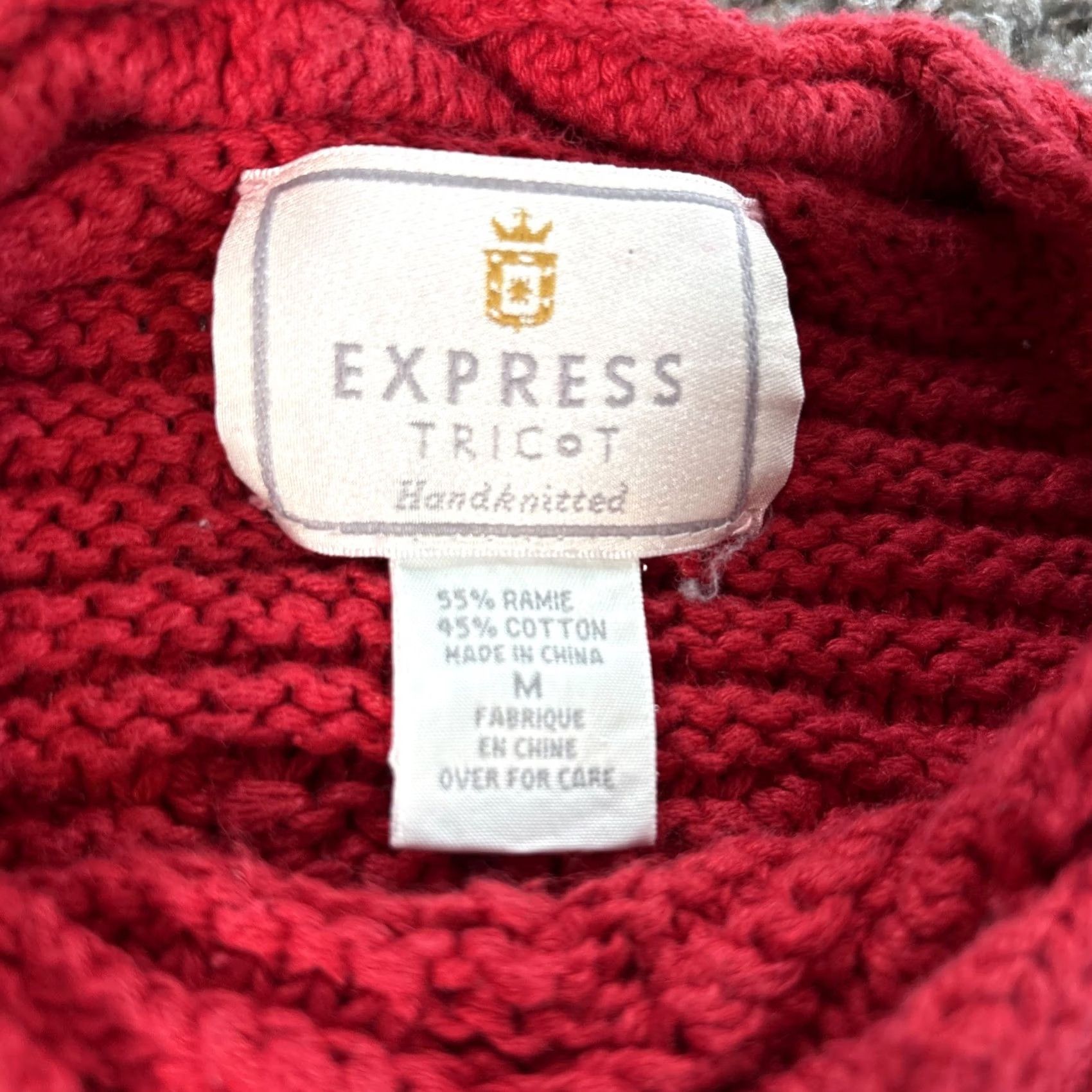 Express VINTAGE Express Sweater Womens M Red 90s Chunky-Knit Crew Neck Pullover Textured Knit Shirt Size M / US 6-8 / IT 42-44 - 2 Thumbnail