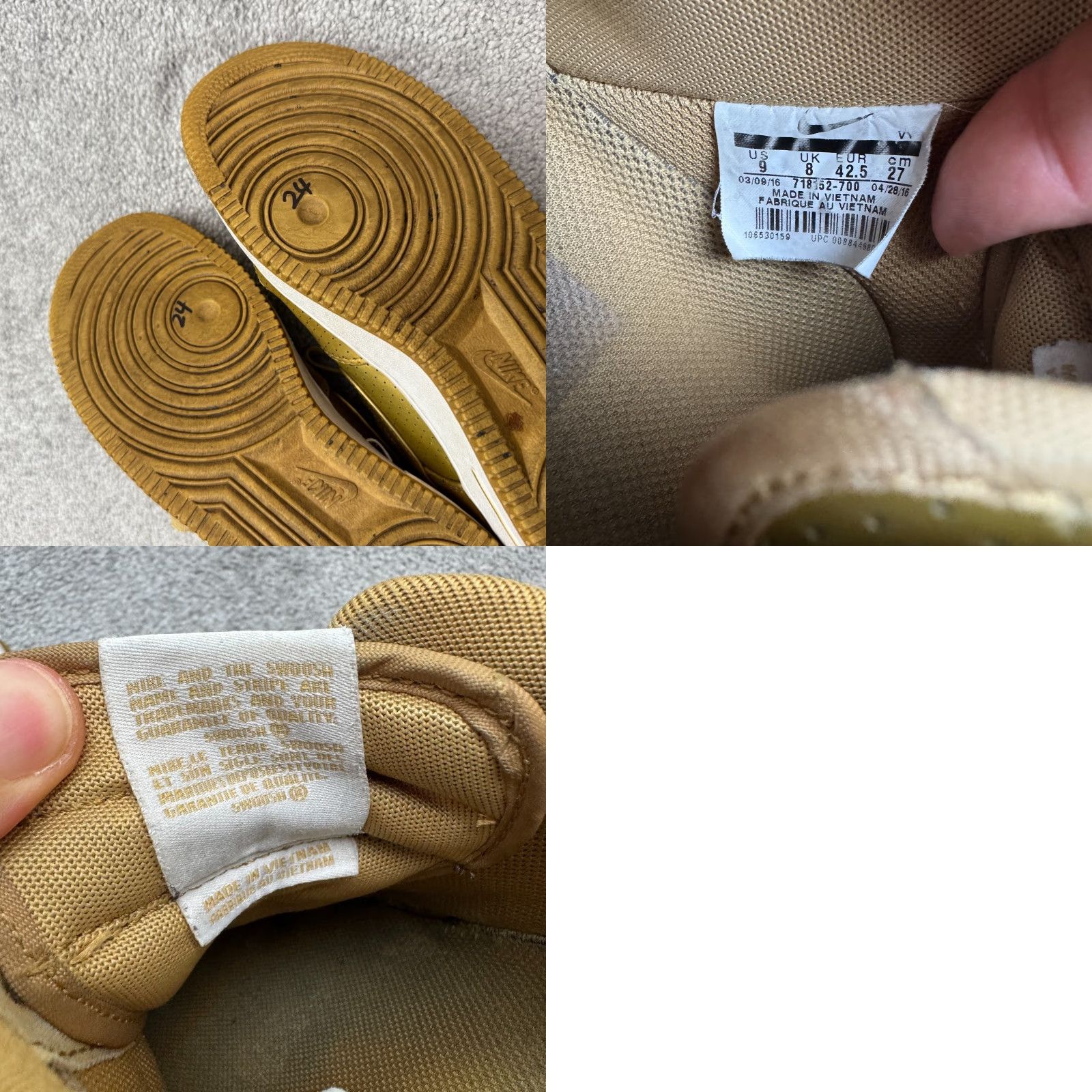 Nike Nike Air Force 1 Low Top Gold Perforated Leather Sneaker Shoes Womens US 9 UK 8 Size M / US 6-8 / IT 42-44 - 10 Thumbnail