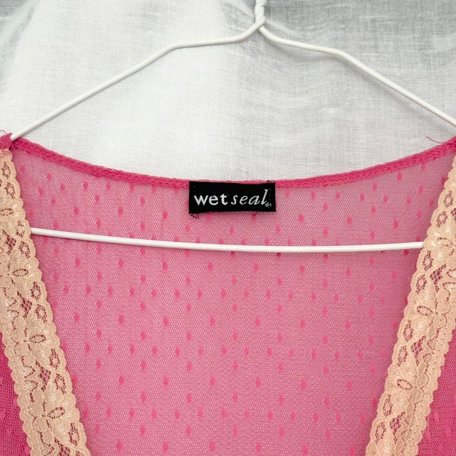 Vintage ✿ y2k sheer mesh lace wrap top wet seal ✿ Size L / US 10 / IT 46 - 4 Thumbnail