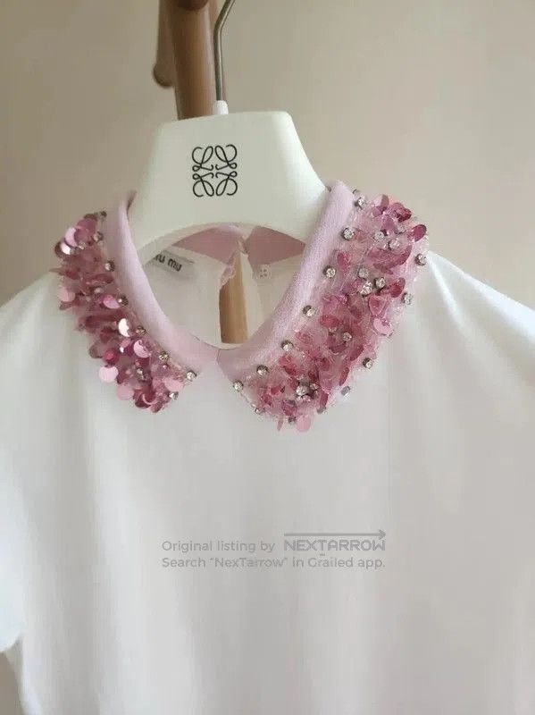 Miu Miu Miu Miu White Cotton Short Sleeve T-shirt . Size M / US 6-8 / IT 42-44 - 2 Thumbnail