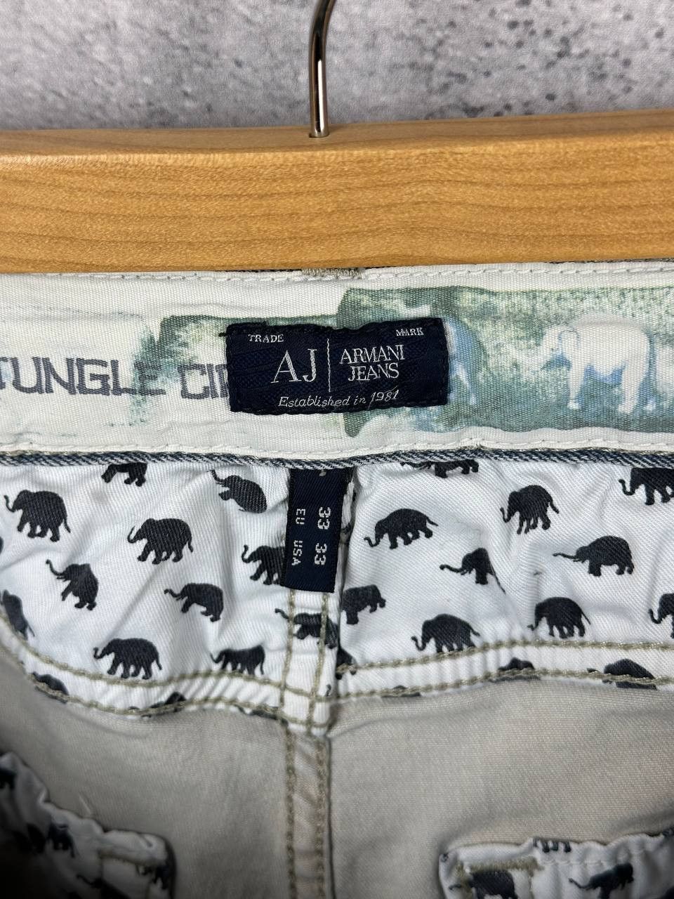Giorgio Armani Armani Jeans AJ Jungle City Elephant Print Light Slim Jeans Size US 33 - 15 Thumbnail