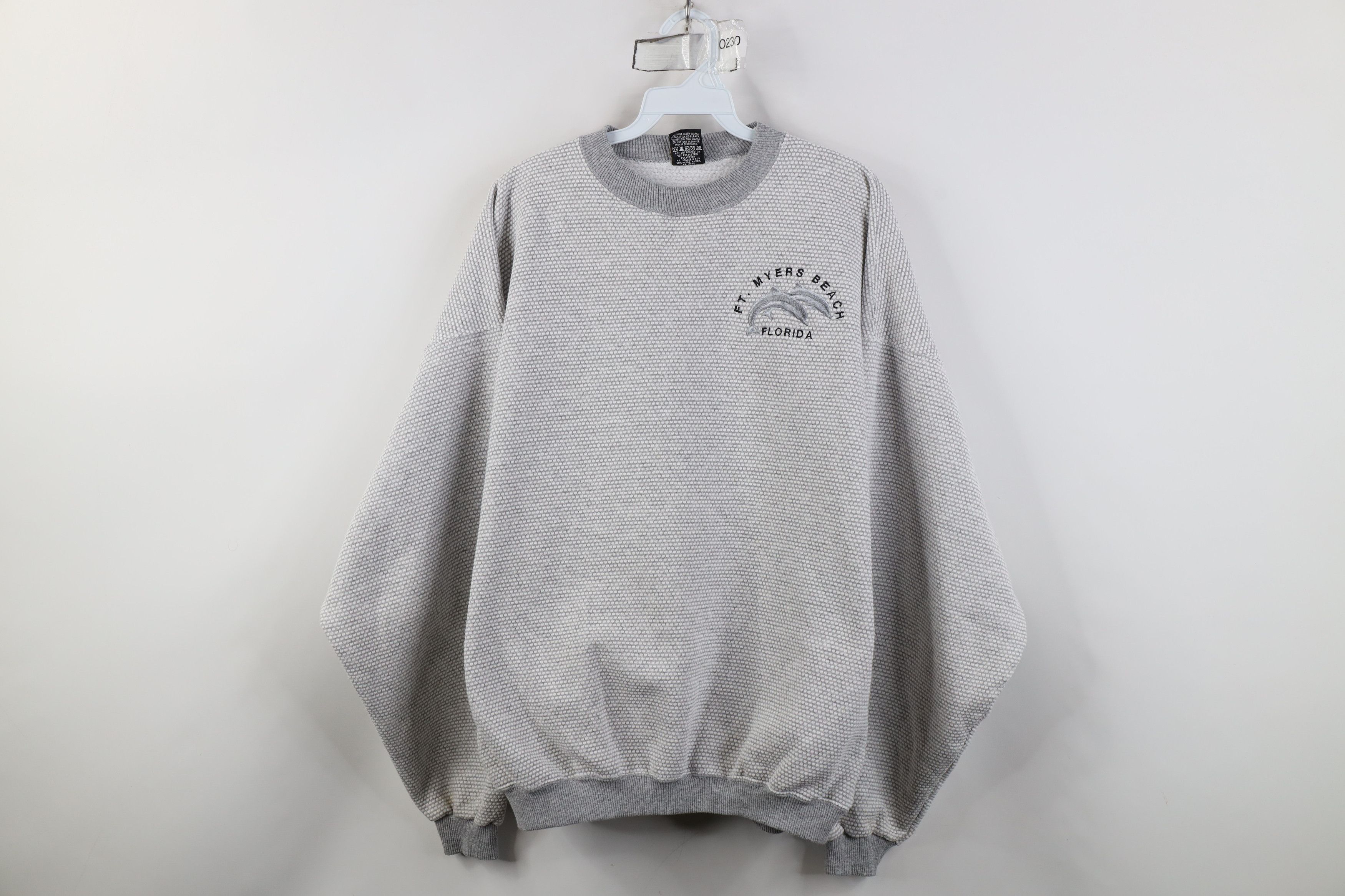 Vintage Vintage 90s Myers Beach Dolphin Thermal Knit Sweatshirt USA Size US XL / EU 56 / 4 - 1 Thumbnail