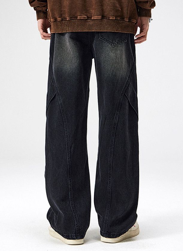 Japanese Brand American retro distressed men's loose washed straight jeans Size US 32 / EU 48 - 4 Thumbnail