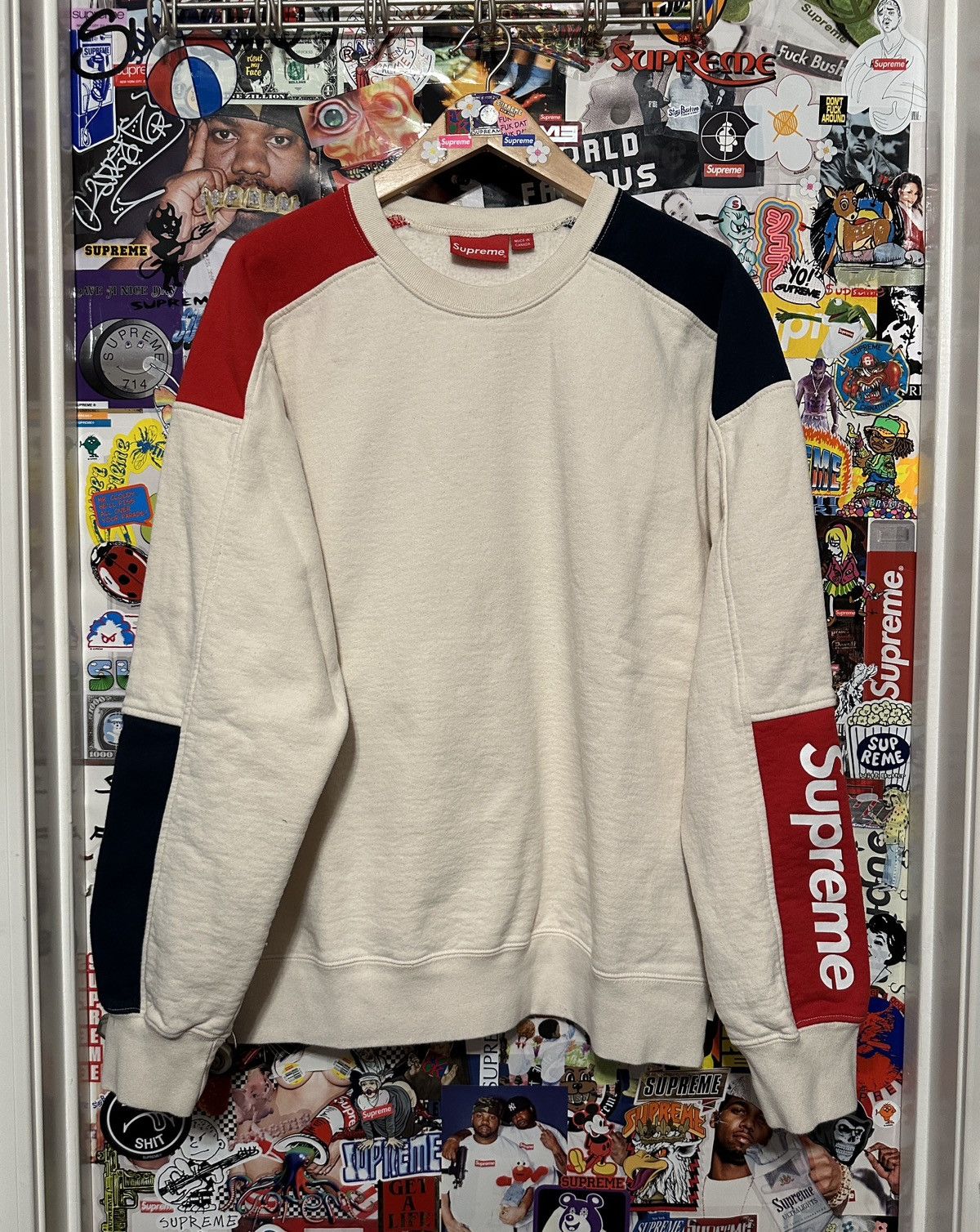 Supreme SS19 Supreme Formula Crewneck Natural Red Navy Large Bogo L |  Grailed