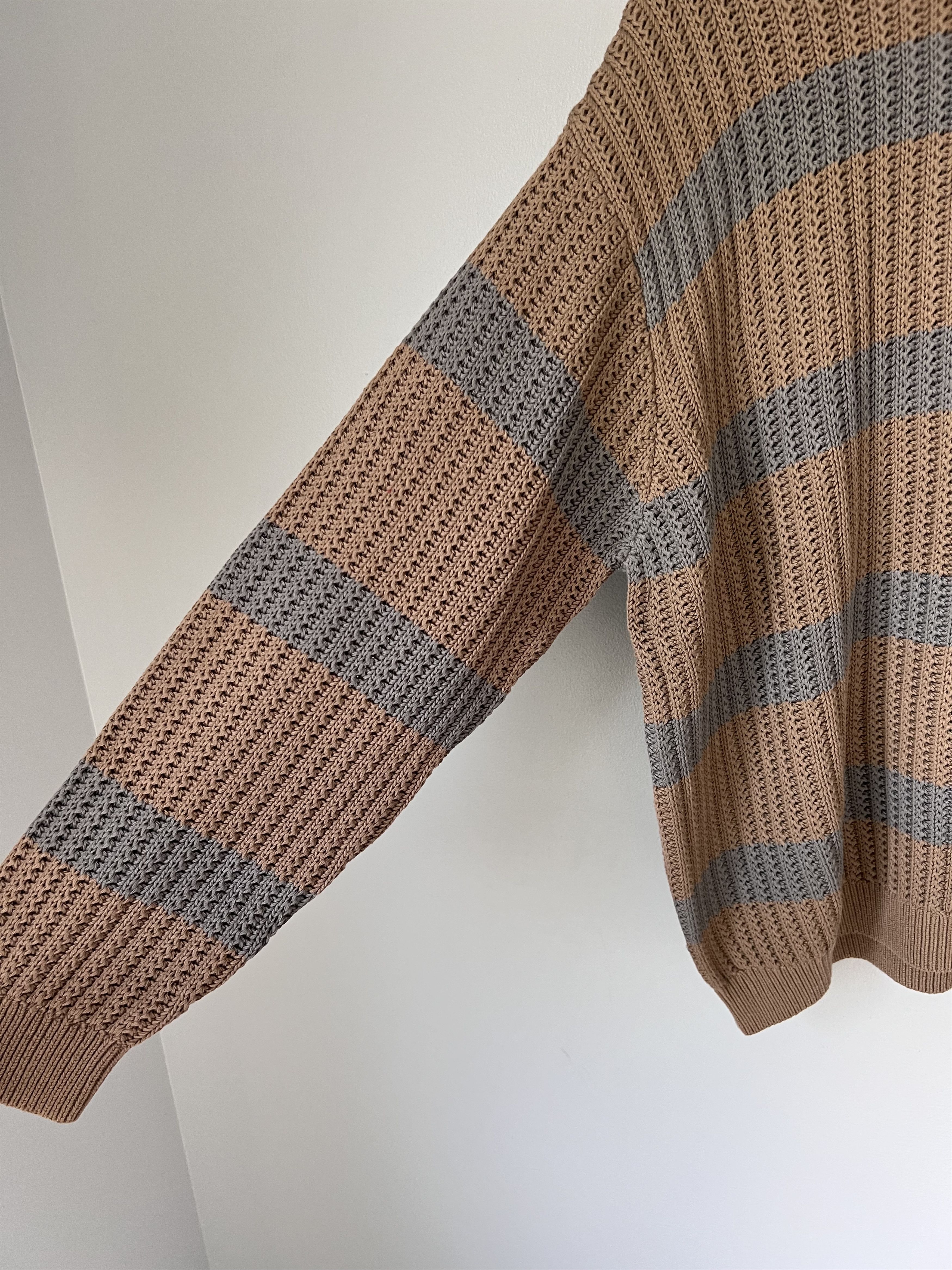 Supreme Supreme Loose Gauge Small Box Logo Sweater in Khaki Stripe Size US XL / EU 56 / 4 - 4 Thumbnail