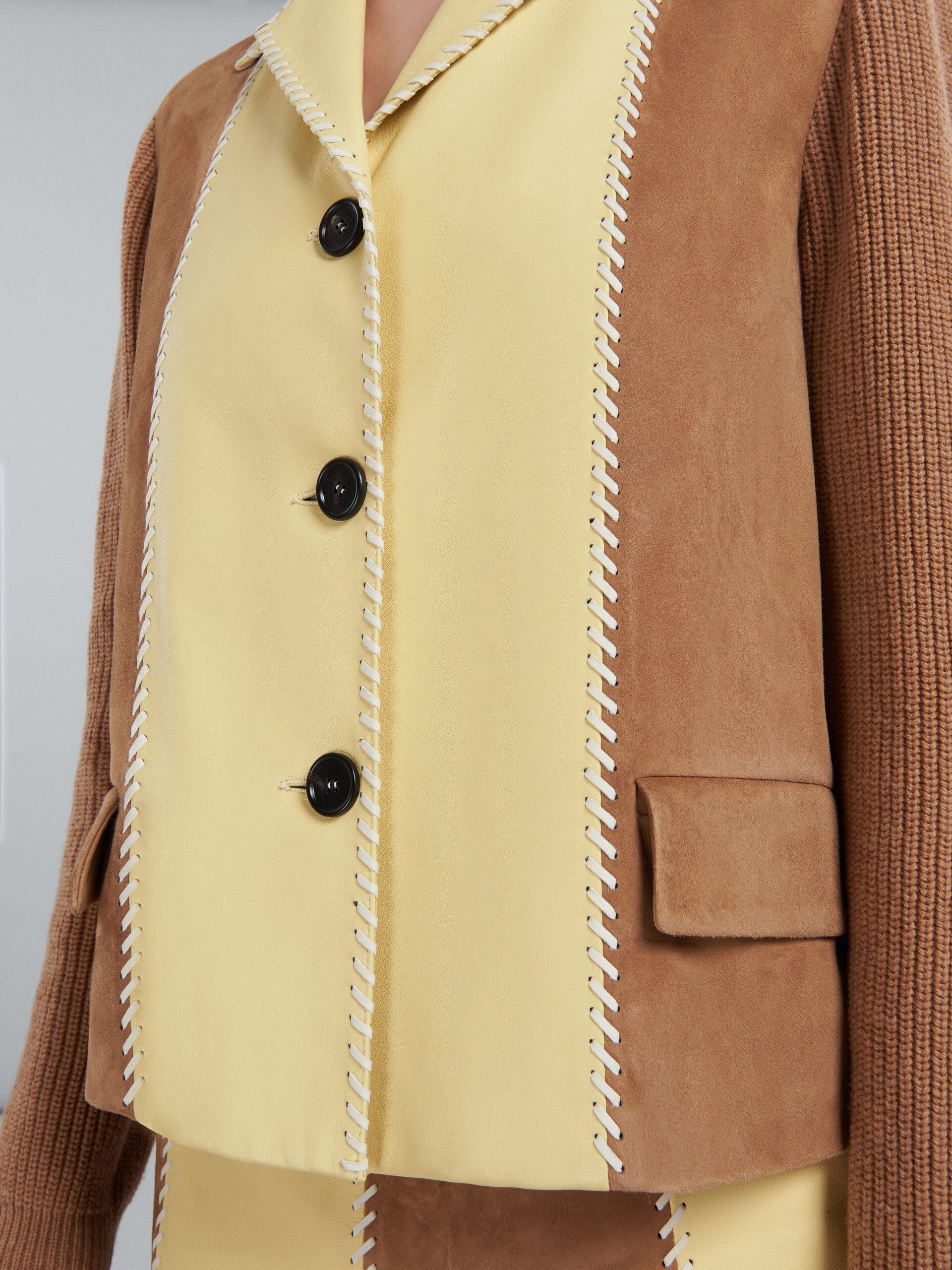 Marni o1srvl11e0624 Leather Jacket in Brown/Yellow Size M / US 6-8 / IT 42-44 - 2 Thumbnail